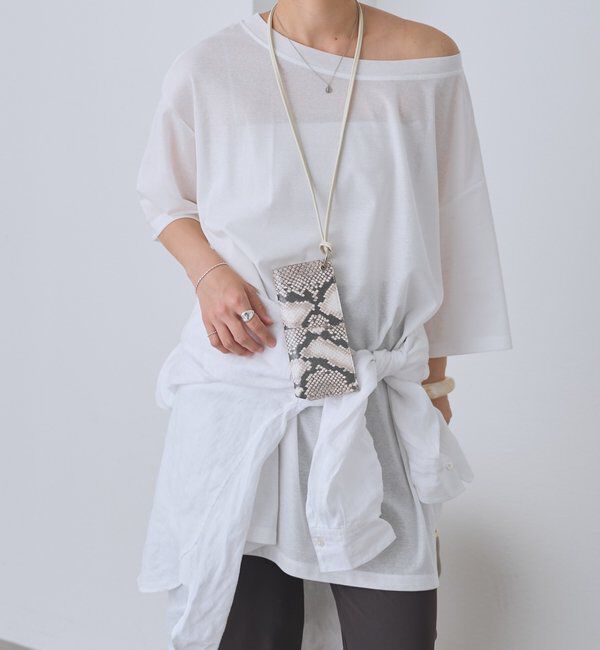  「【A・MONN】【吸水速乾/接触冷感】オープンネックチュニックTee」|Tシャツ・カットソー|