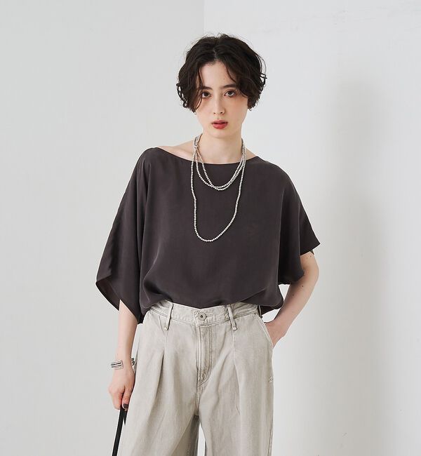 Rouge vif「【セットアップ対応】キュプラフィブリルアシンメトリーブラウス」|シャツ・ブラウス|