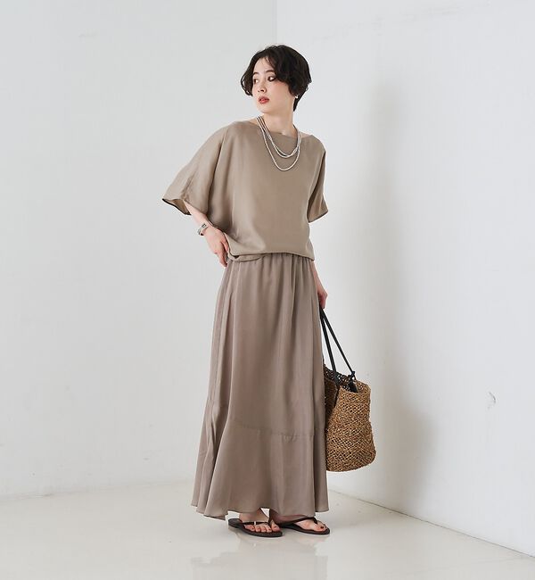 Rouge vif「【セットアップ対応】キュプラフィブリルアシンメトリーブラウス」|シャツ・ブラウス|