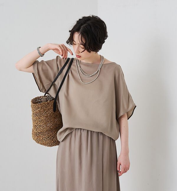 Rouge vif「【セットアップ対応】キュプラフィブリルアシンメトリーブラウス」|シャツ・ブラウス|