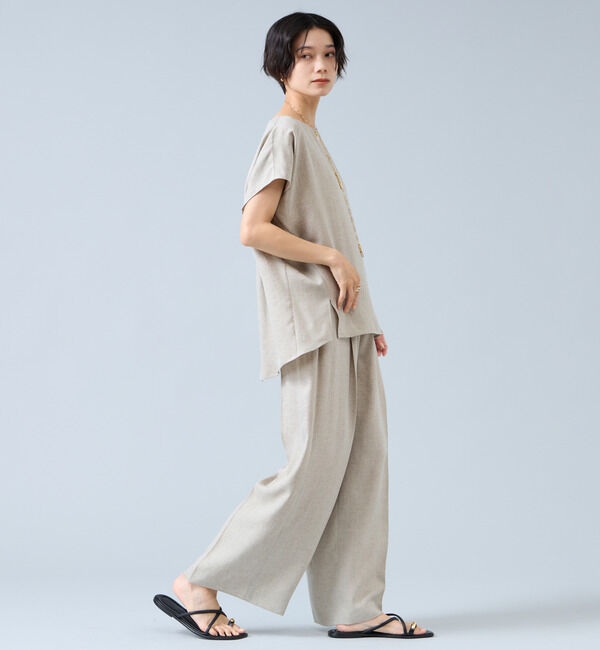 Liesse「《定番》麻調タックワイドパンツ（セットアップ可）」|その他|