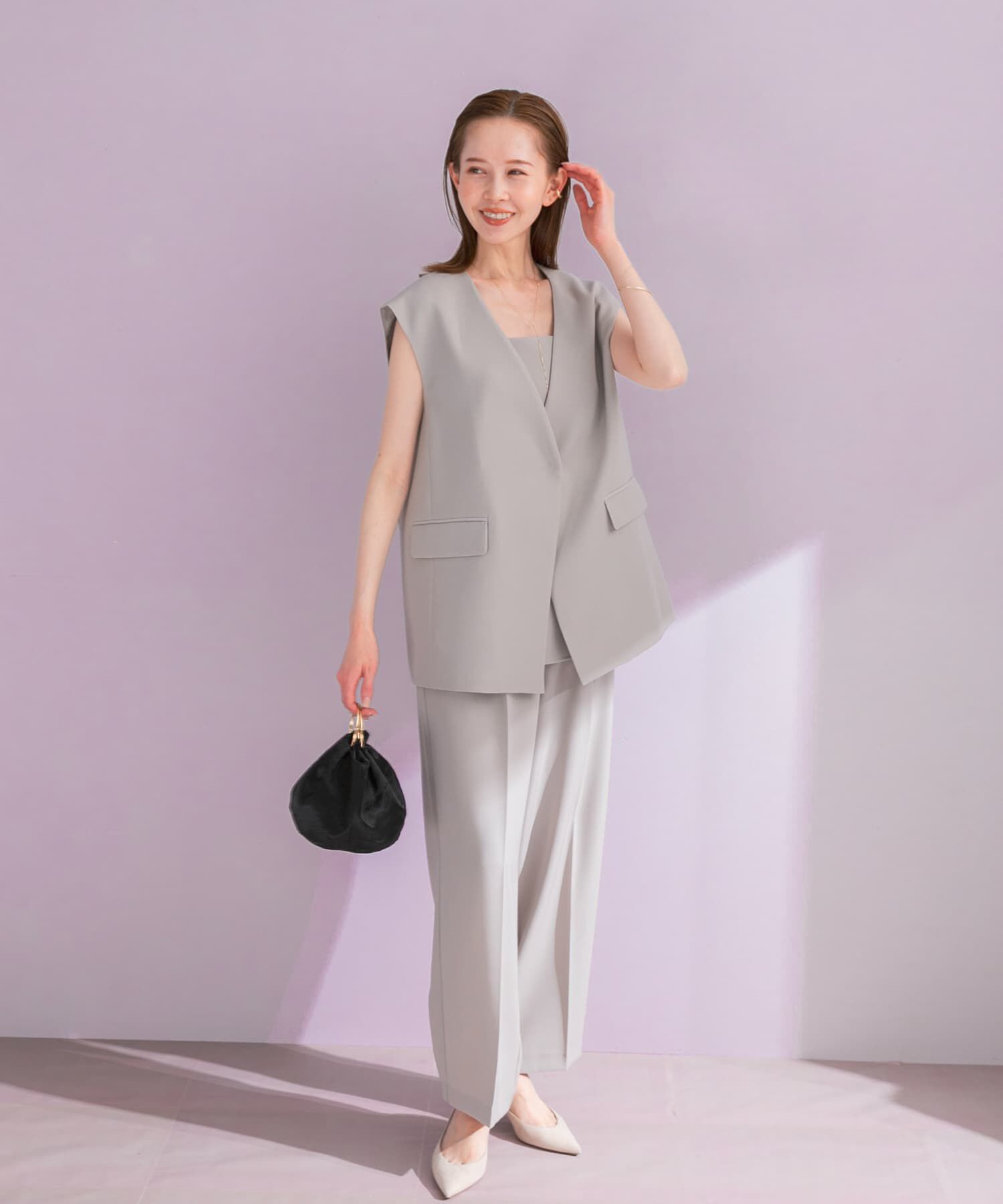 URBAN RESEARCH ROSSO「ジレ+キャミソールセットアップ」|その他|ライトグレー