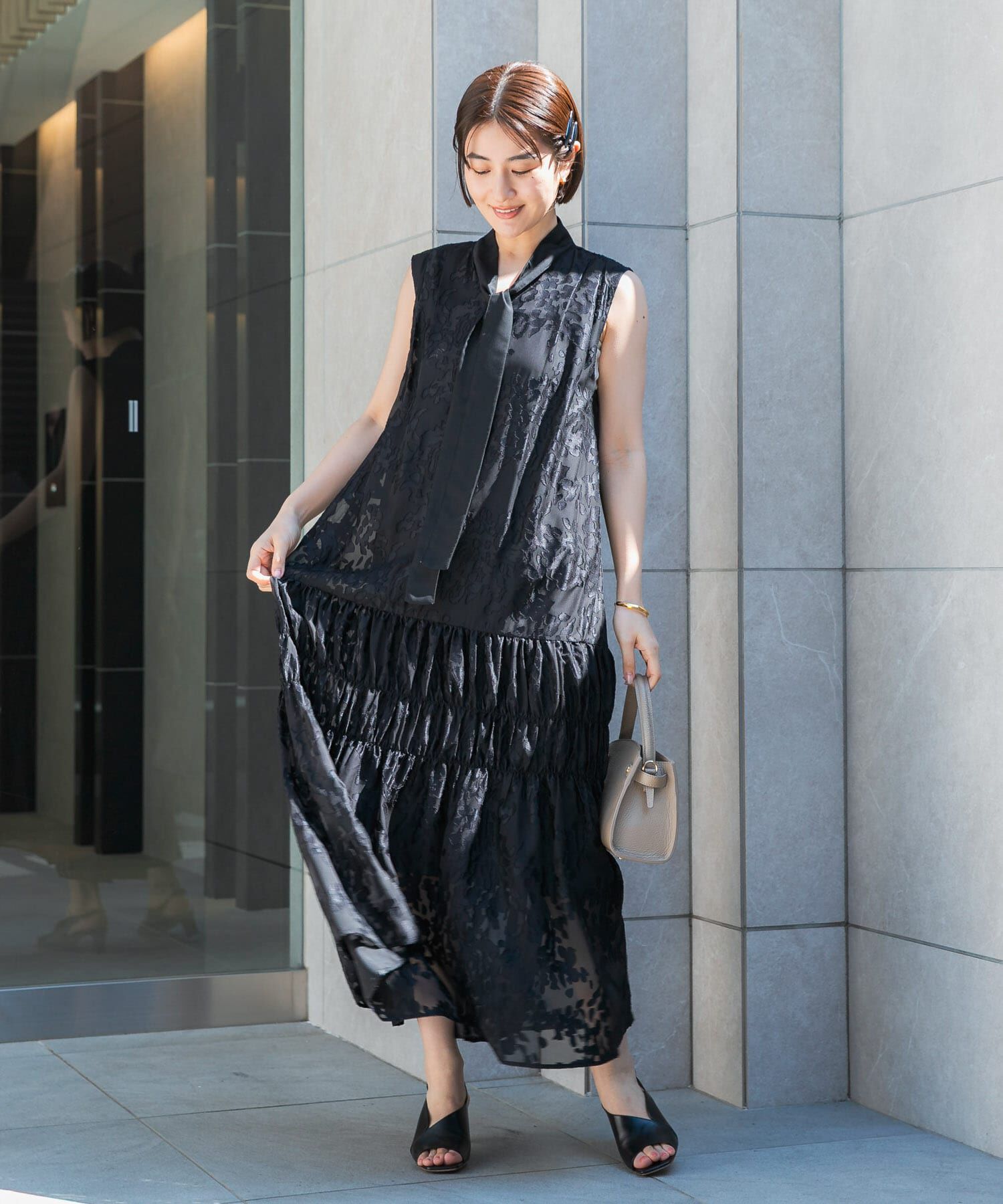 URBAN RESEARCH ROSSO「シアージャガードワンピース」|ワンピース|ブラック