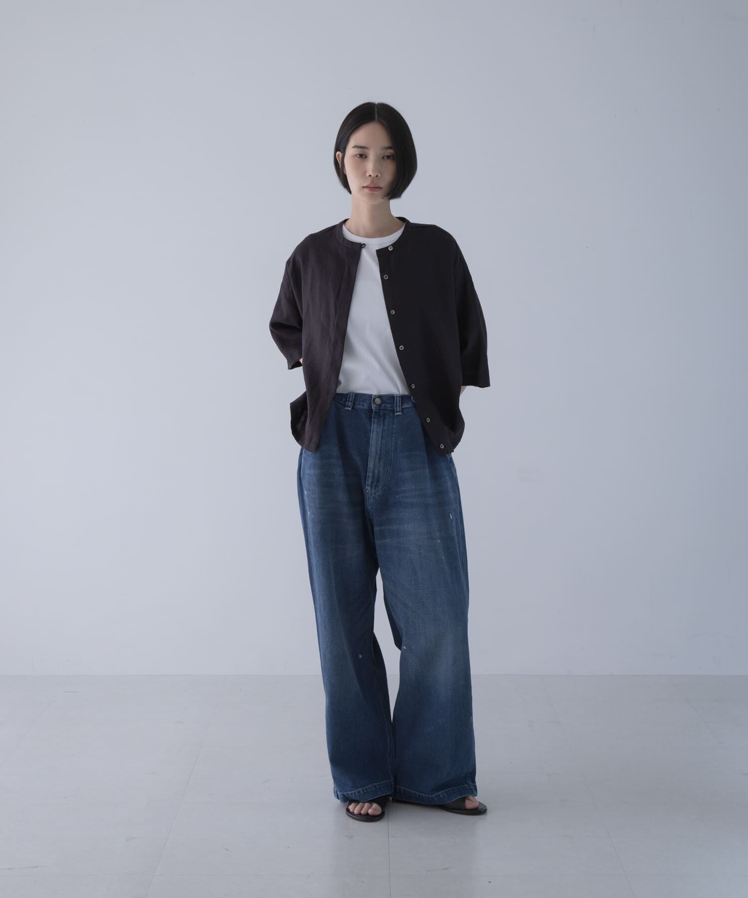 かぐれ「リネンハーフスリーブシャツ」|シャツ・ブラウス|
