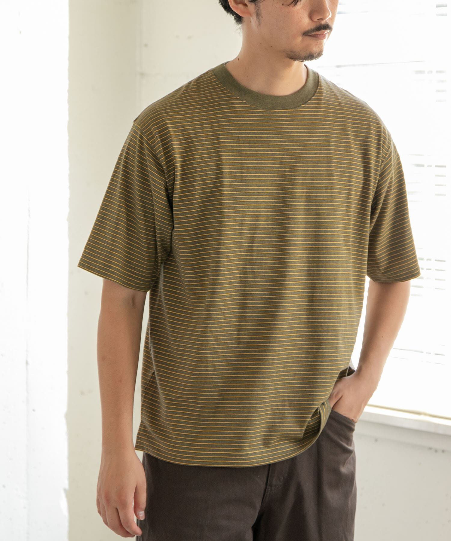 URBAN RESEARCH DOORS「FORK&SPOON　ヴィンテージボーダーTシャツ」|Tシャツ・カットソー|イエロー系その他