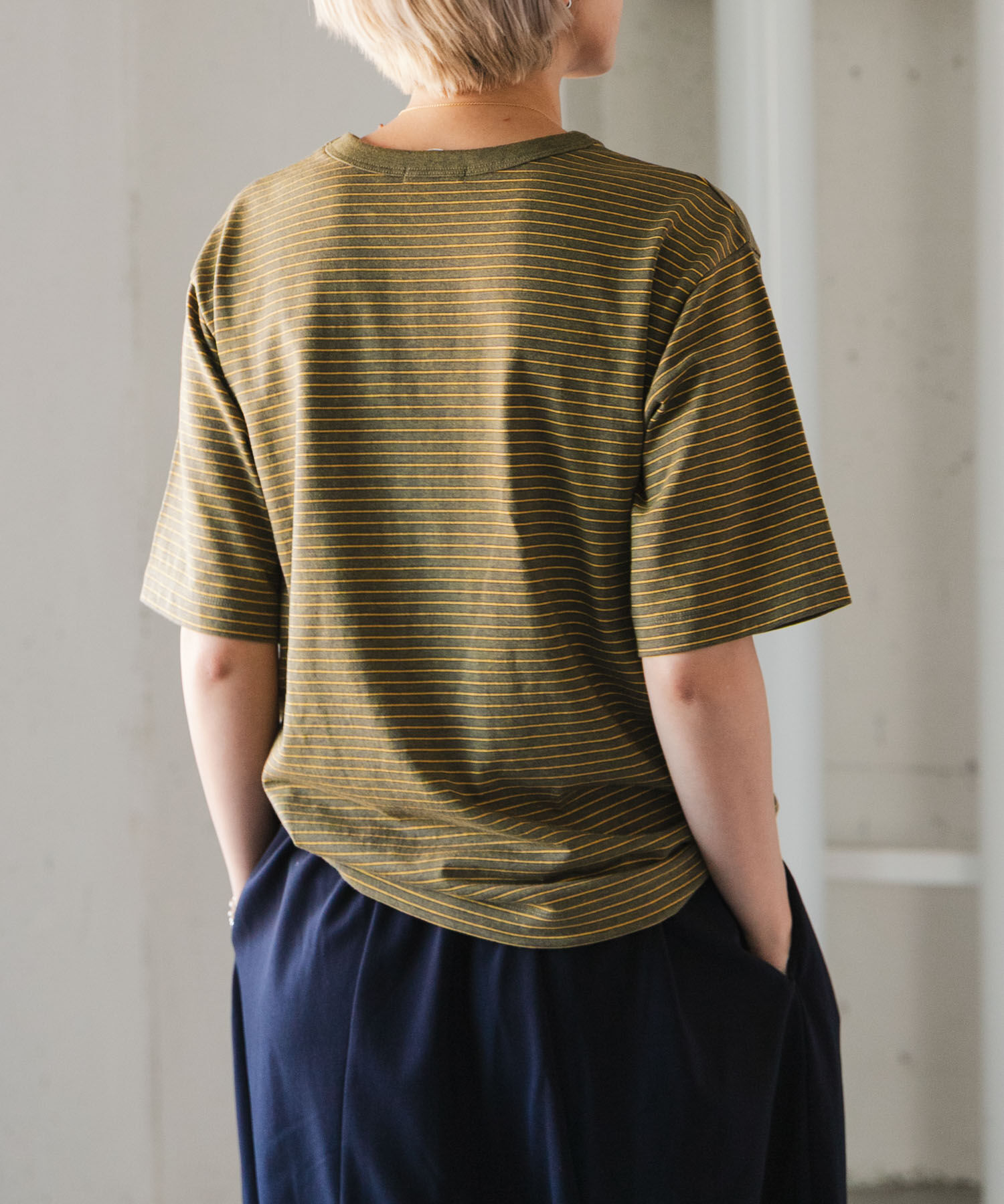 URBAN RESEARCH DOORS「FORK&SPOON　ヴィンテージボーダーTシャツ」|Tシャツ・カットソー|カーキ