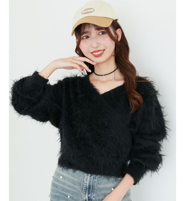  「ふわふわカシュクールニット」|ニット・セーター|ブラック