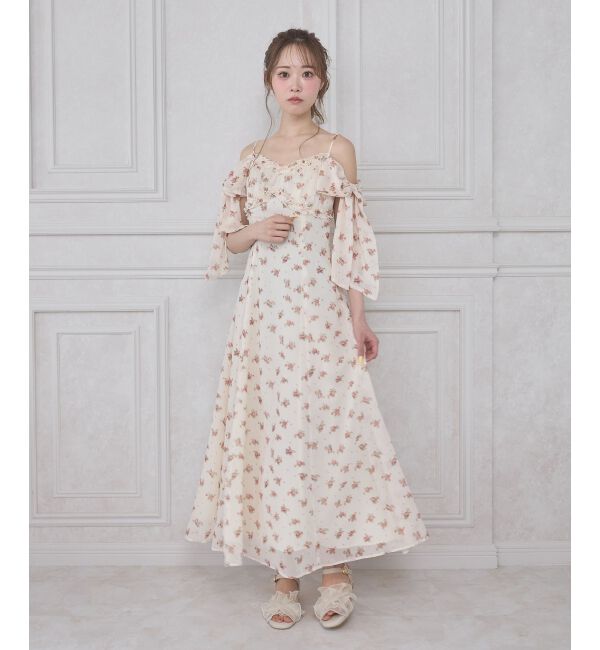  「リボンスリーブシフォンキャミワンピース」|ワンピース|