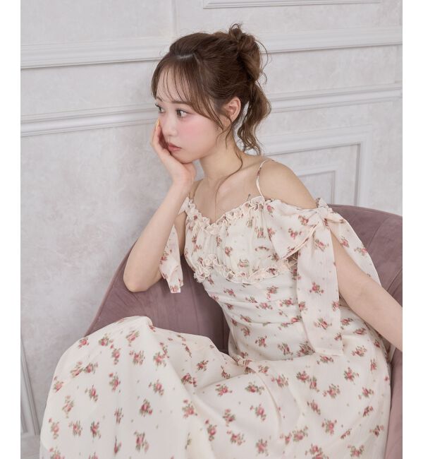  「リボンスリーブシフォンキャミワンピース」|ワンピース|