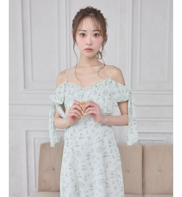  「リボンスリーブシフォンキャミワンピース」|ワンピース|