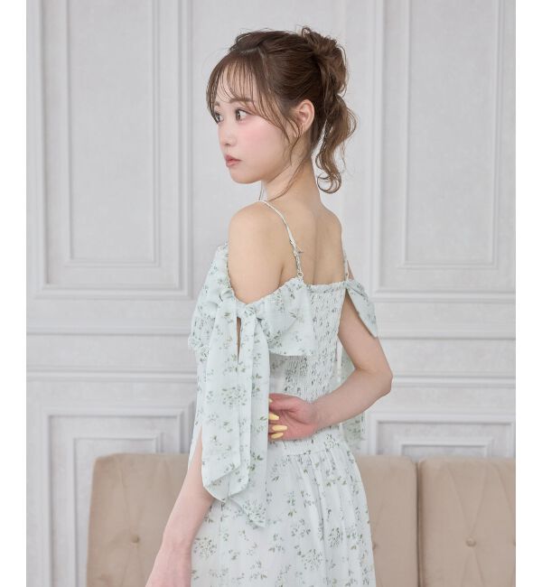  「リボンスリーブシフォンキャミワンピース」|ワンピース|