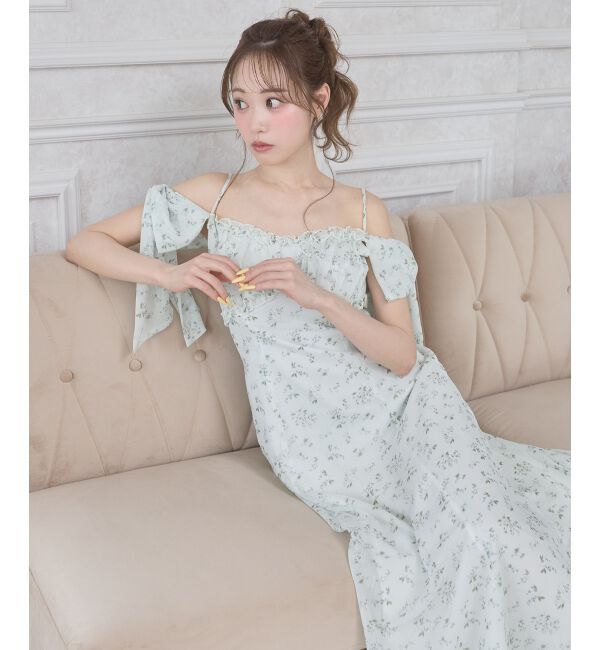  「リボンスリーブシフォンキャミワンピース」|ワンピース|
