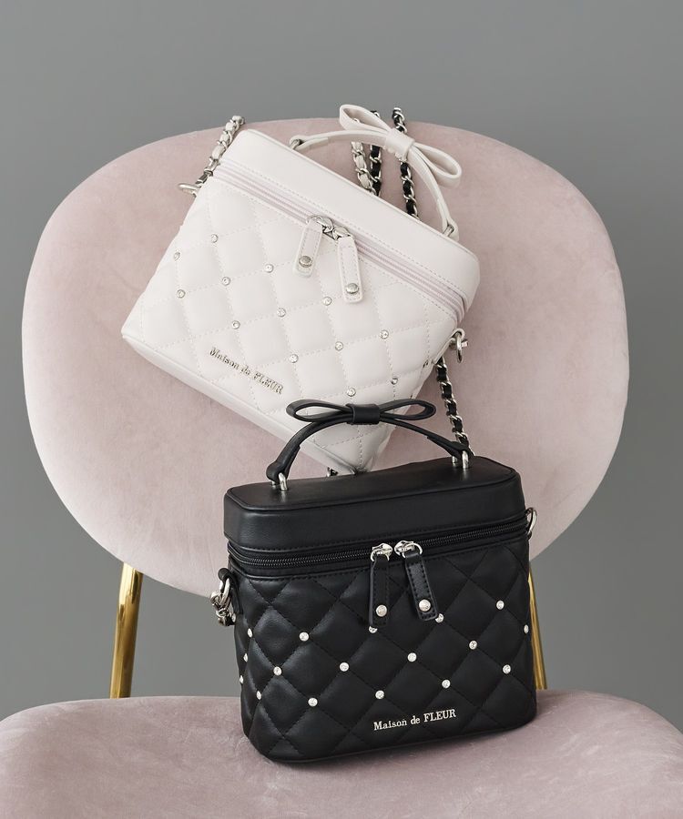 Maison de FLEUR「キルティングリボンキューブ型バッグ」|ハンドバッグ|
