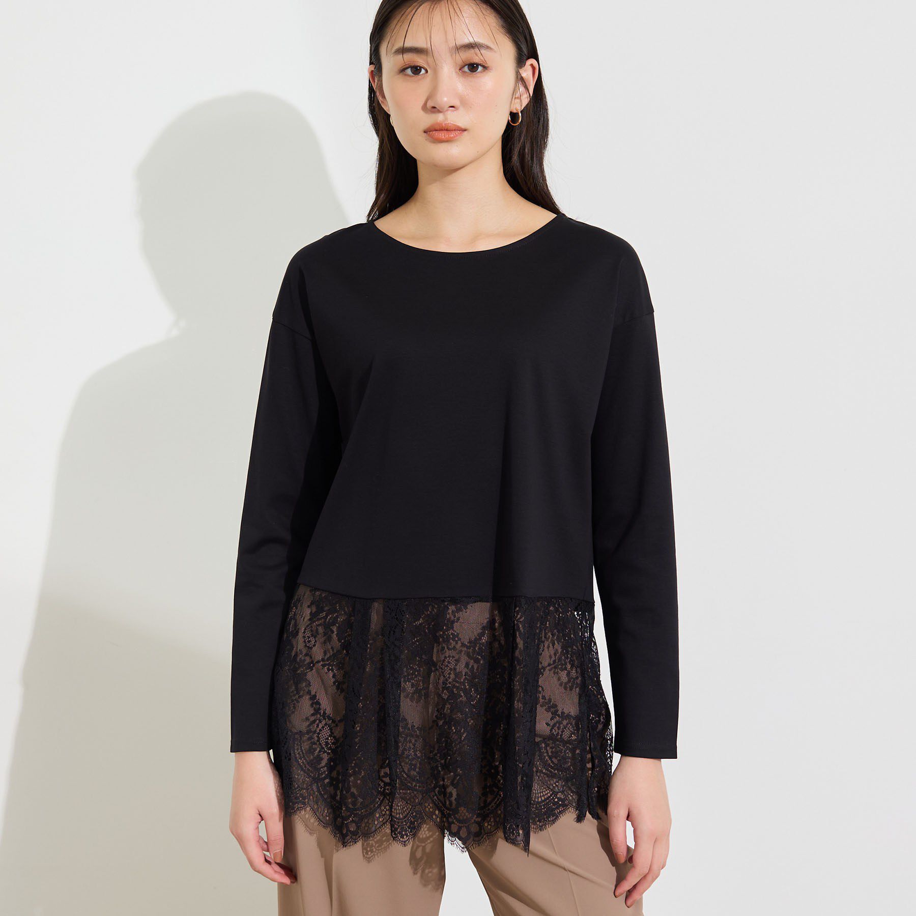 INDIVI「【洗える／レイヤードにおすすめ】裾レーストップス」|Tシャツ・カットソー|