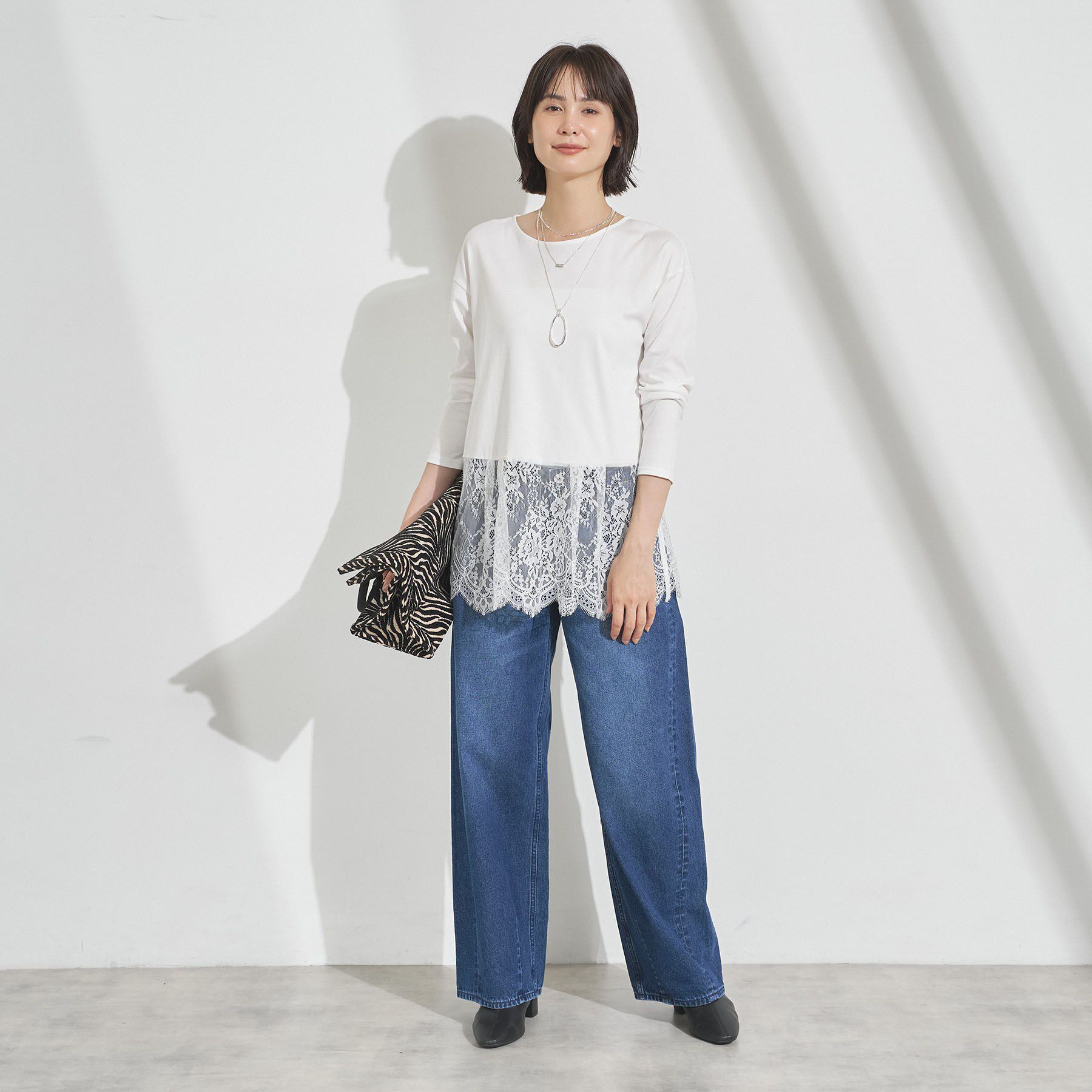 INDIVI「【洗える／レイヤードにおすすめ】裾レーストップス」|Tシャツ・カットソー|