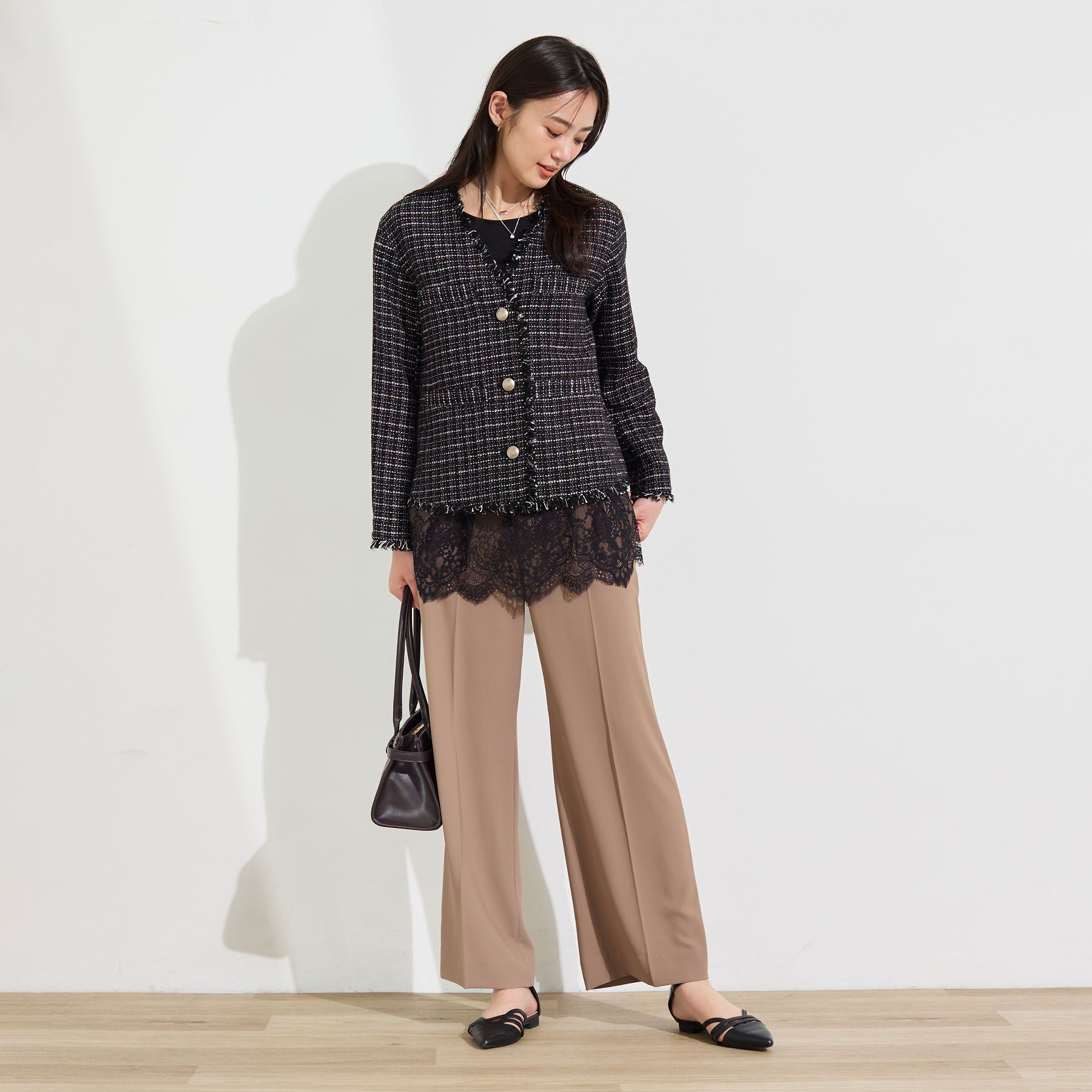 INDIVI「【洗える／レイヤードにおすすめ】裾レーストップス」|Tシャツ・カットソー|