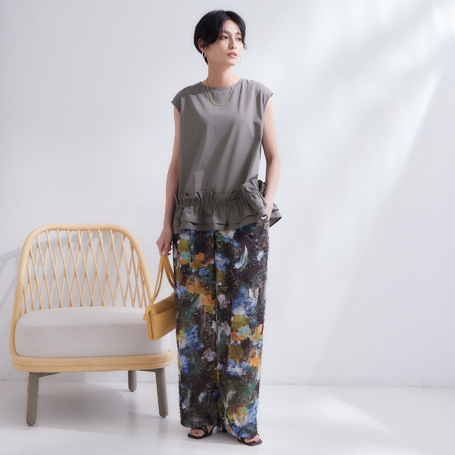 OPAQUE.CLIP「裾フリルドッキングカットソー【洗濯機OK】」|Tシャツ・カットソー|