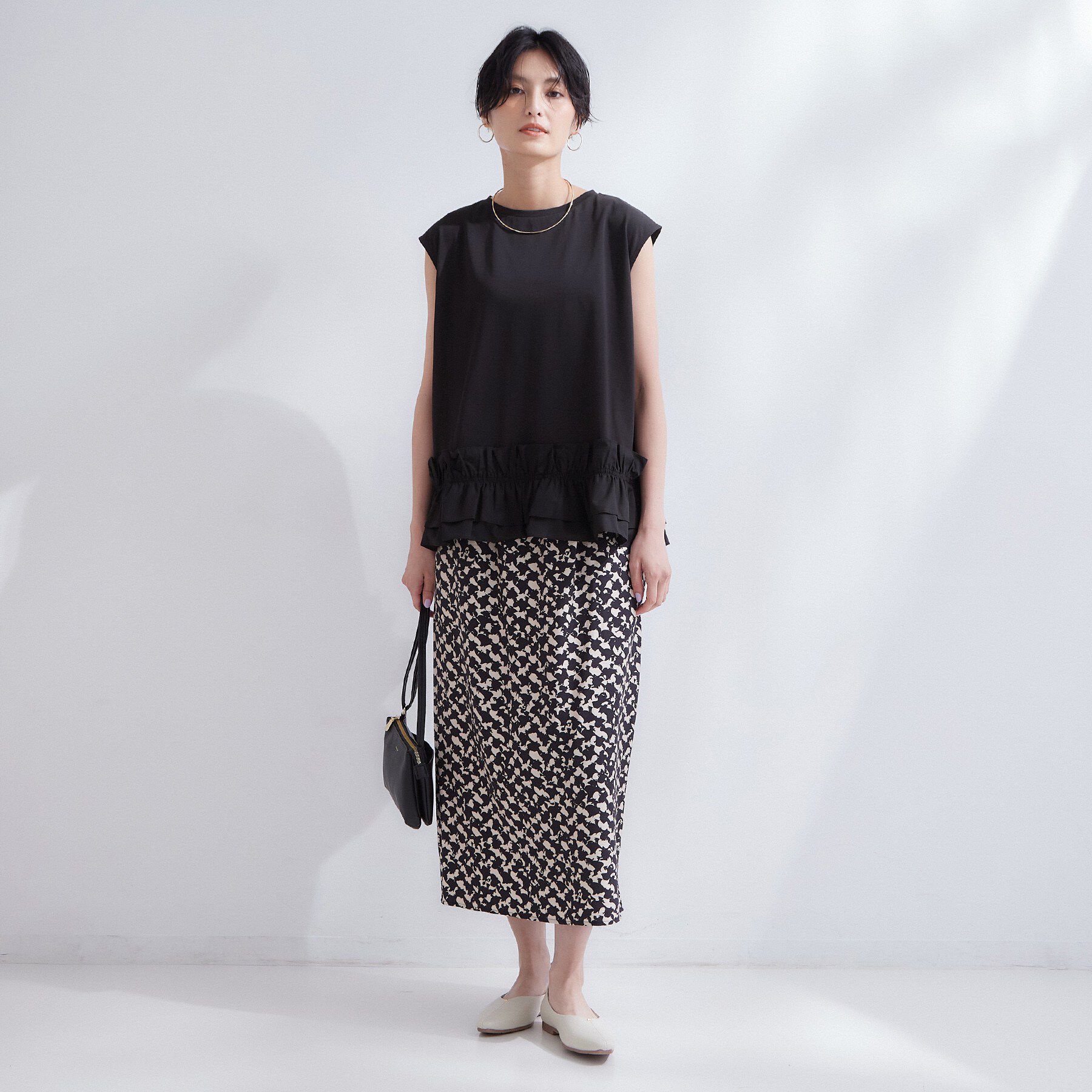 OPAQUE.CLIP「裾フリルドッキングカットソー【洗濯機OK】」|Tシャツ・カットソー|