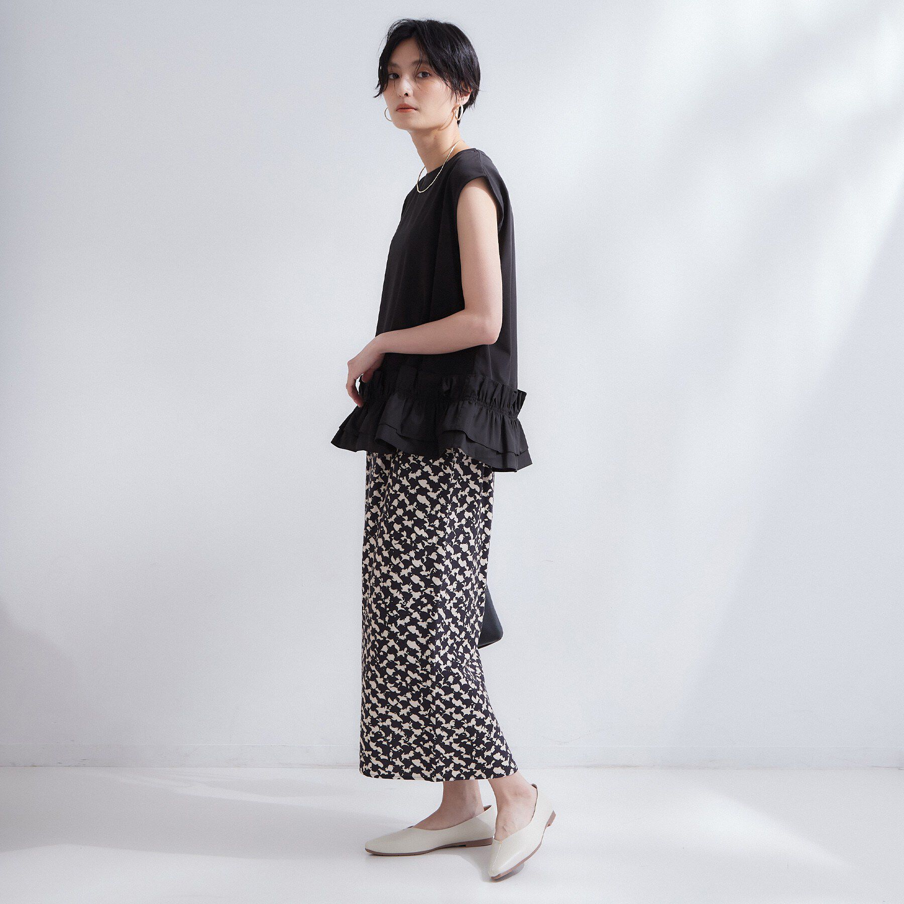OPAQUE.CLIP「裾フリルドッキングカットソー【洗濯機OK】」|Tシャツ・カットソー|