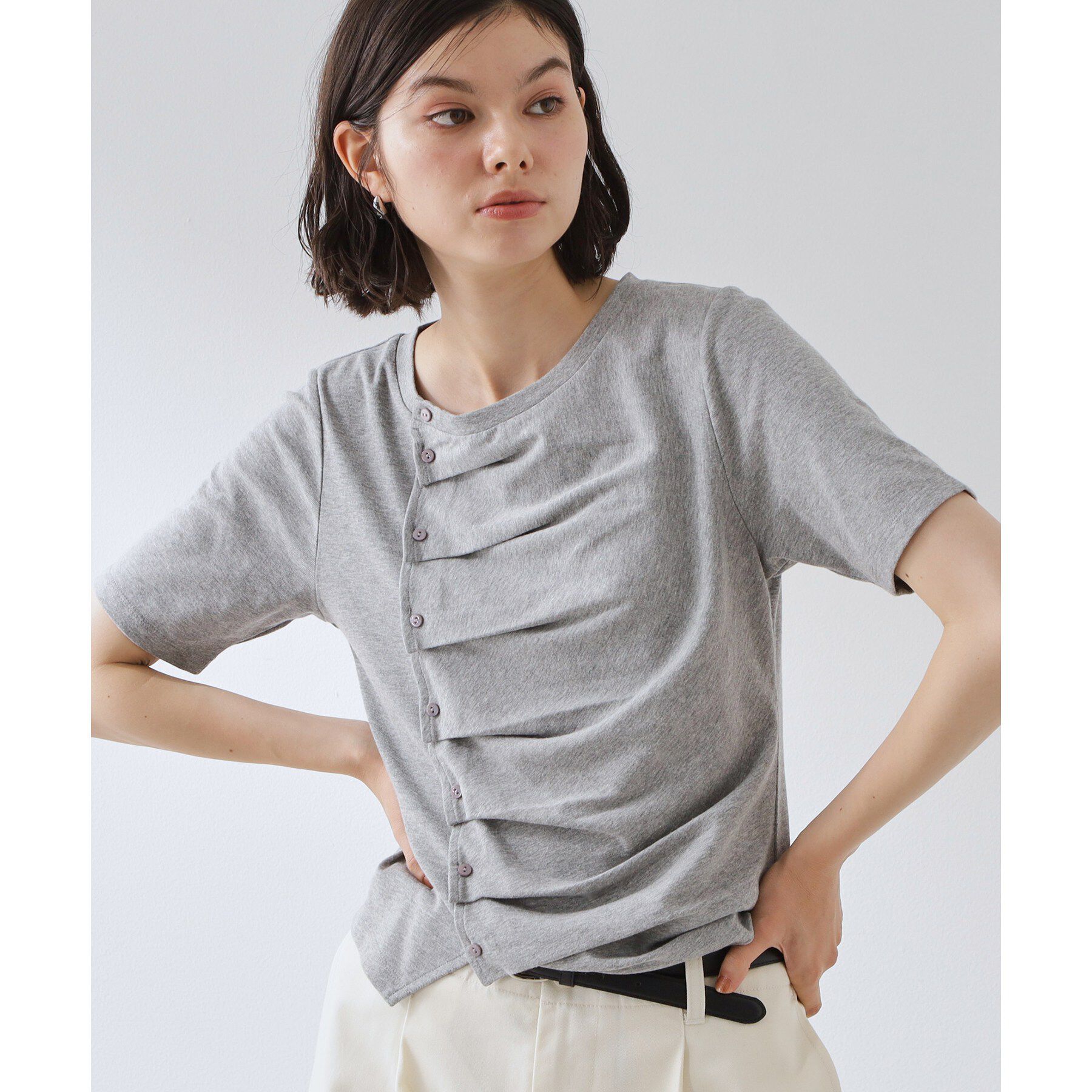 THE SHOP TK「フロントタックカットソー」|Tシャツ・カットソー|グレー(012)