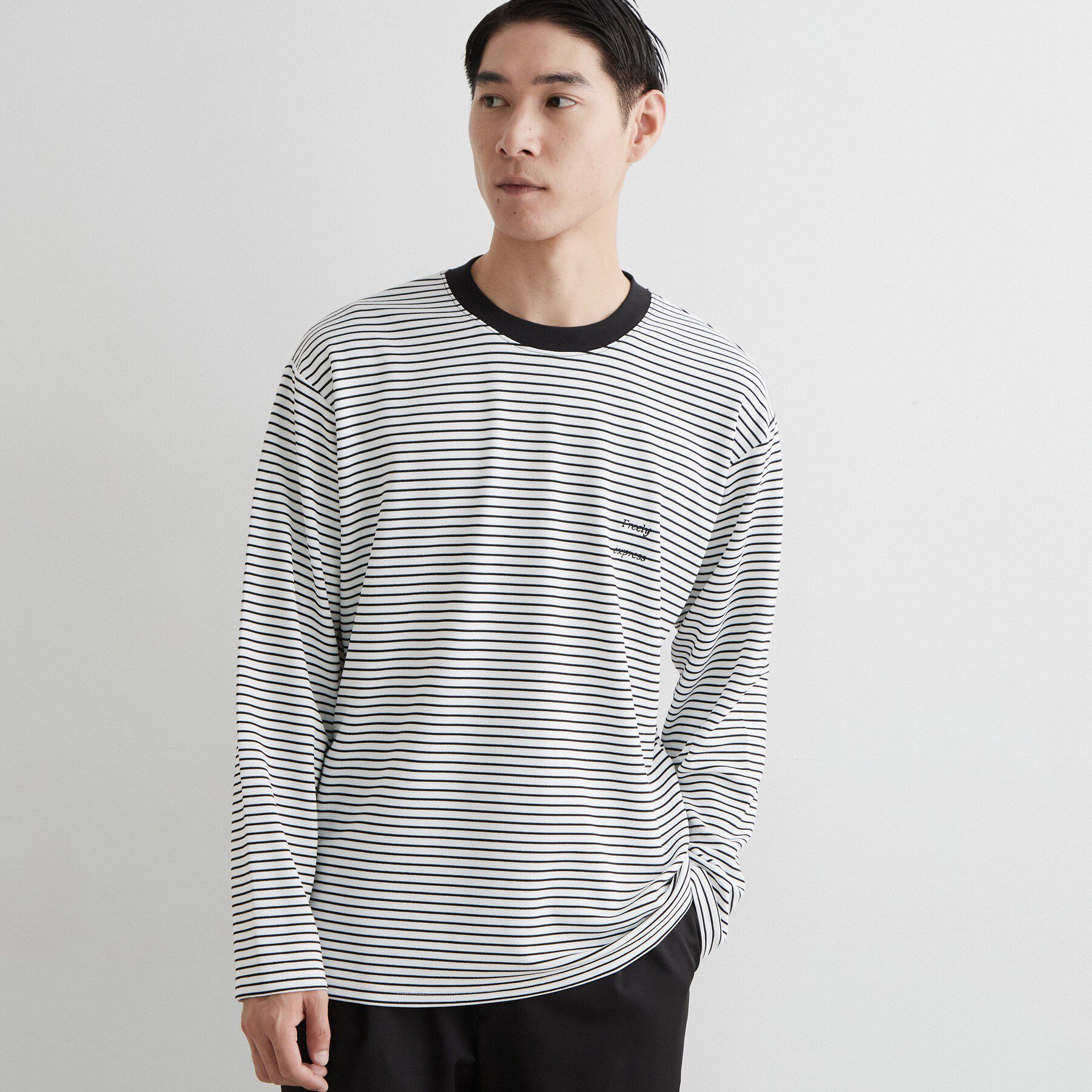 THE SHOP TK「【洗濯機OK】リップルボーダー長袖Tシャツ」|Tシャツ・カットソー|