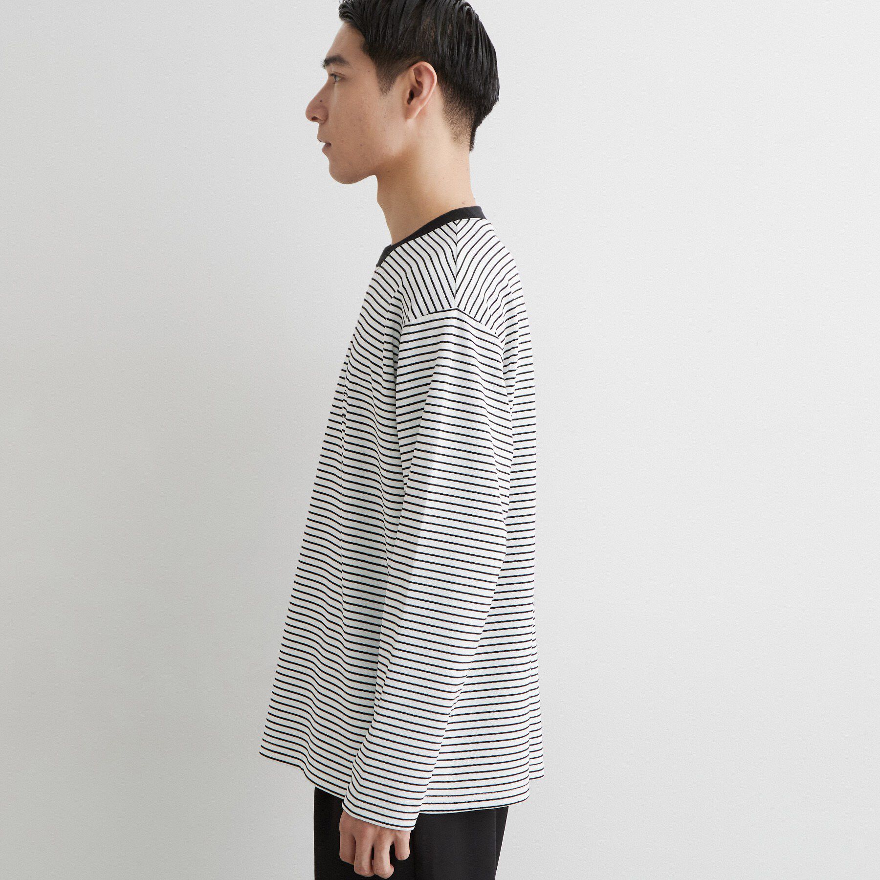 THE SHOP TK「【洗濯機OK】リップルボーダー長袖Tシャツ」|Tシャツ・カットソー|