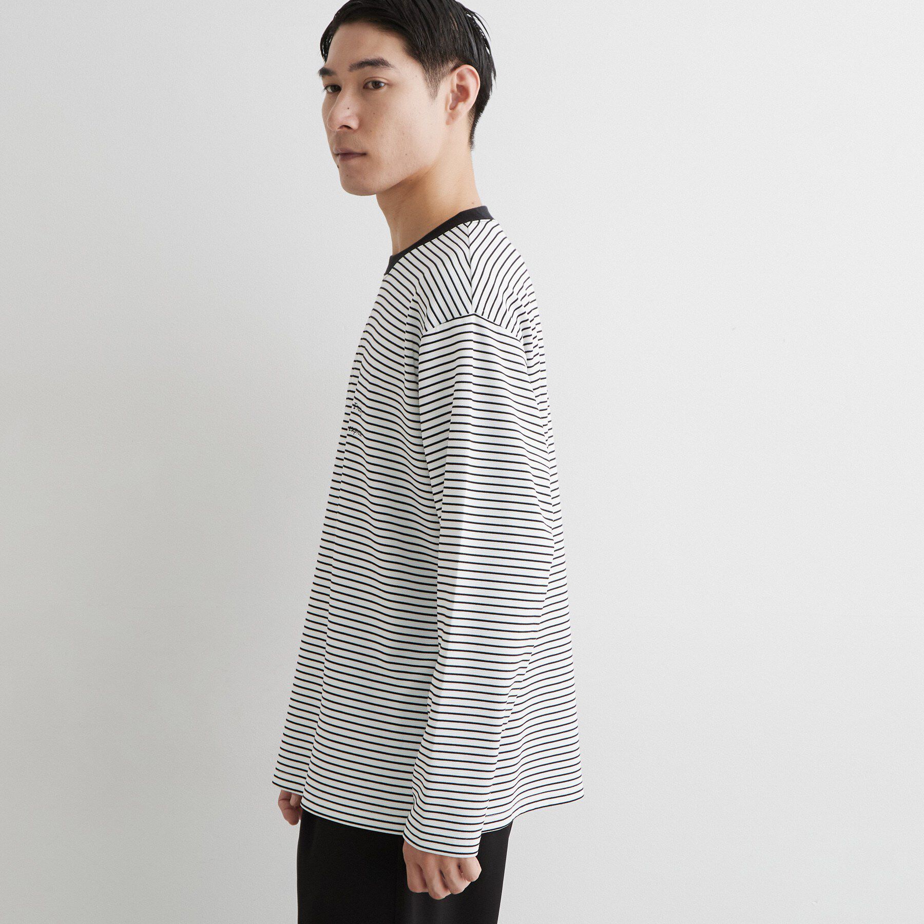 THE SHOP TK「【洗濯機OK】リップルボーダー長袖Tシャツ」|Tシャツ・カットソー|