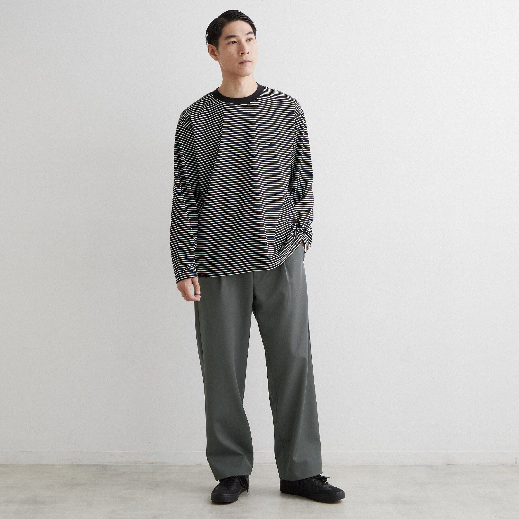 THE SHOP TK「【洗濯機OK】リップルボーダー長袖Tシャツ」|Tシャツ・カットソー|
