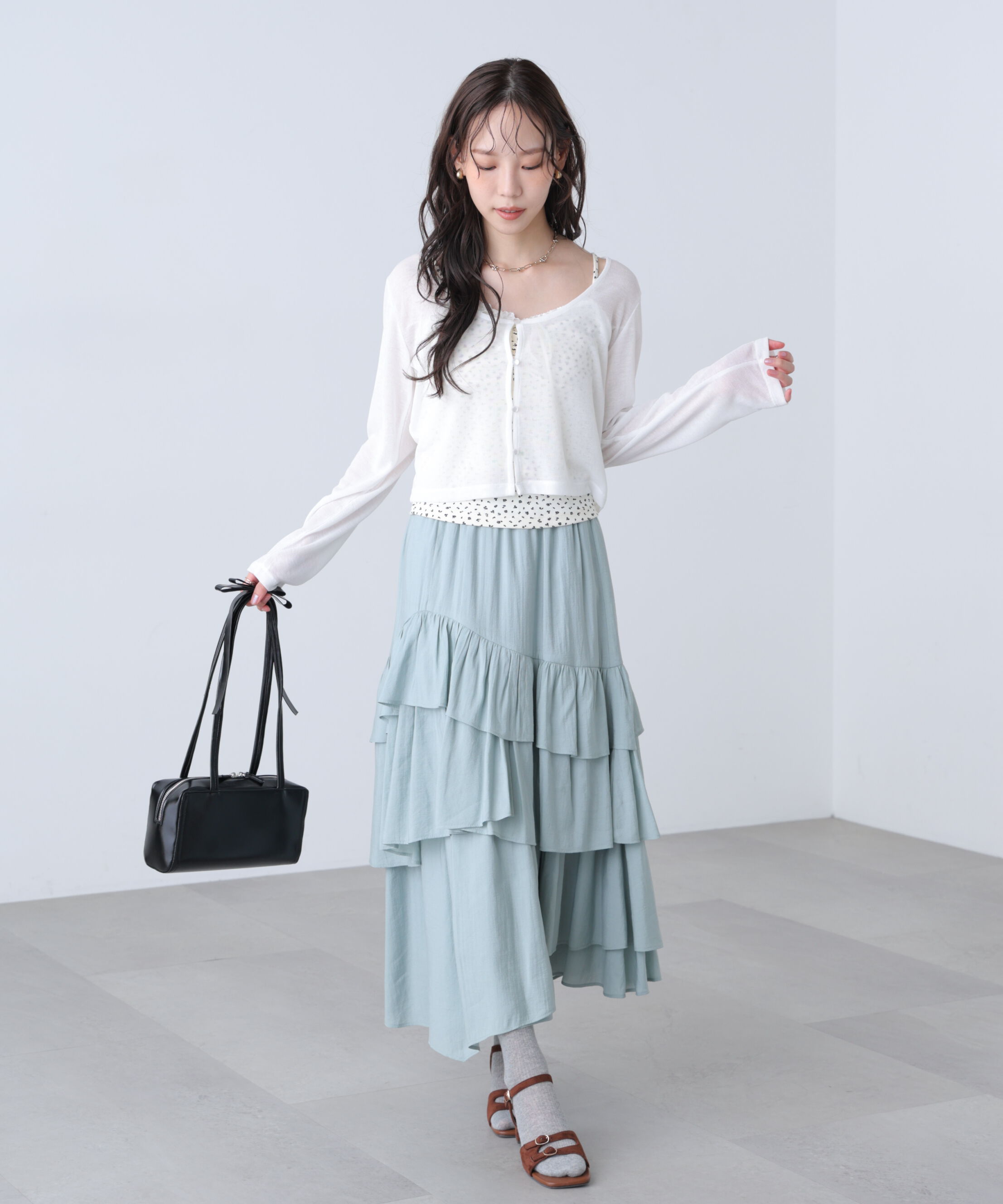  「花柄キャミ&times;カーディガンセット」|Tシャツ・カットソー|