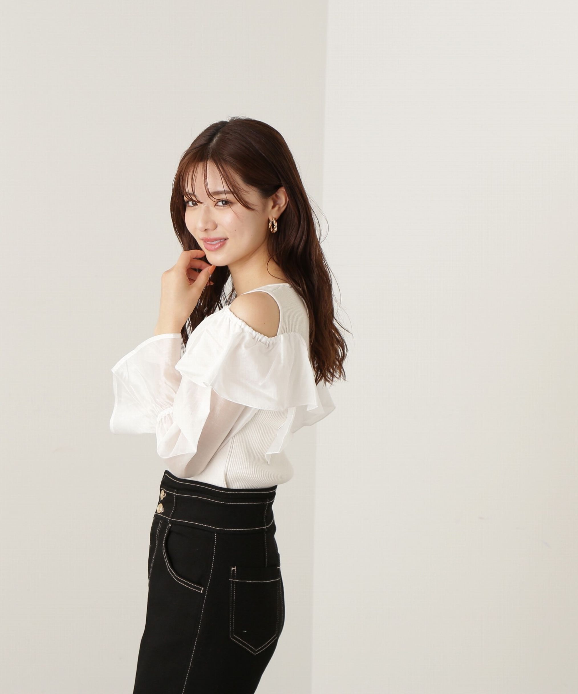 PROPORTION BODY DRESSING「シアーラッフルスリーブニット」|ニット・セーター|