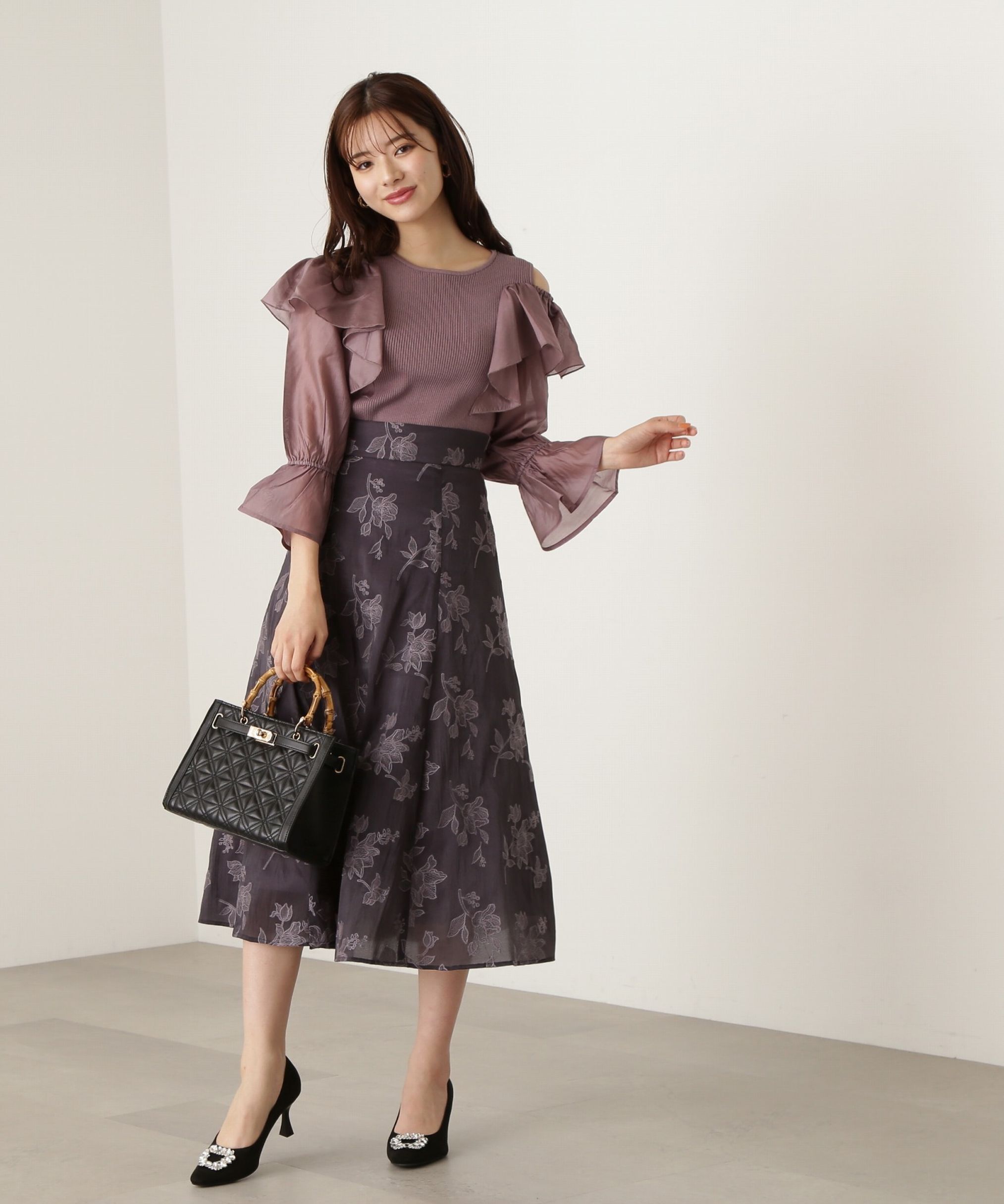PROPORTION BODY DRESSING「シアーラッフルスリーブニット」|ニット・セーター|