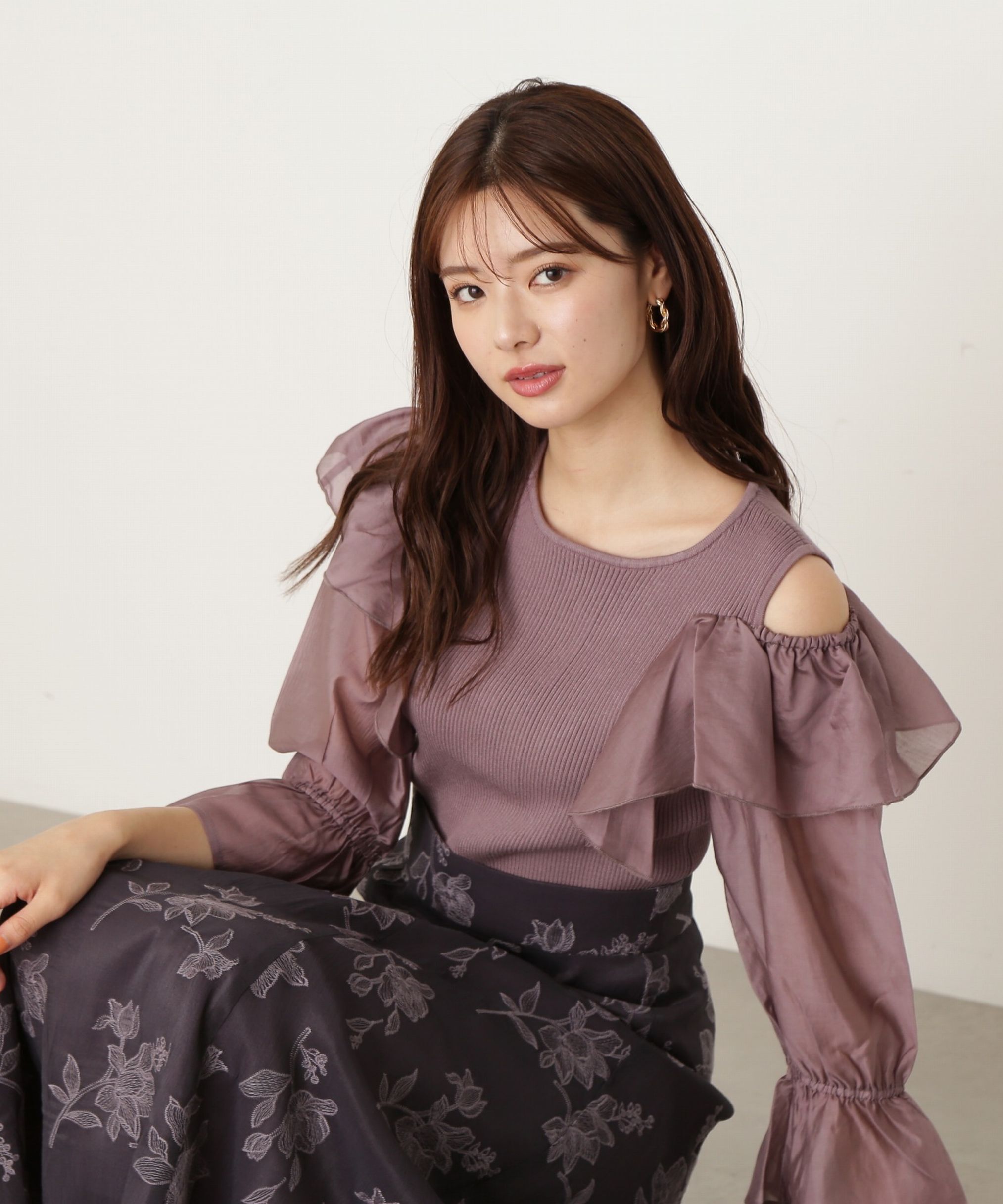 PROPORTION BODY DRESSING「シアーラッフルスリーブニット」|ニット・セーター|