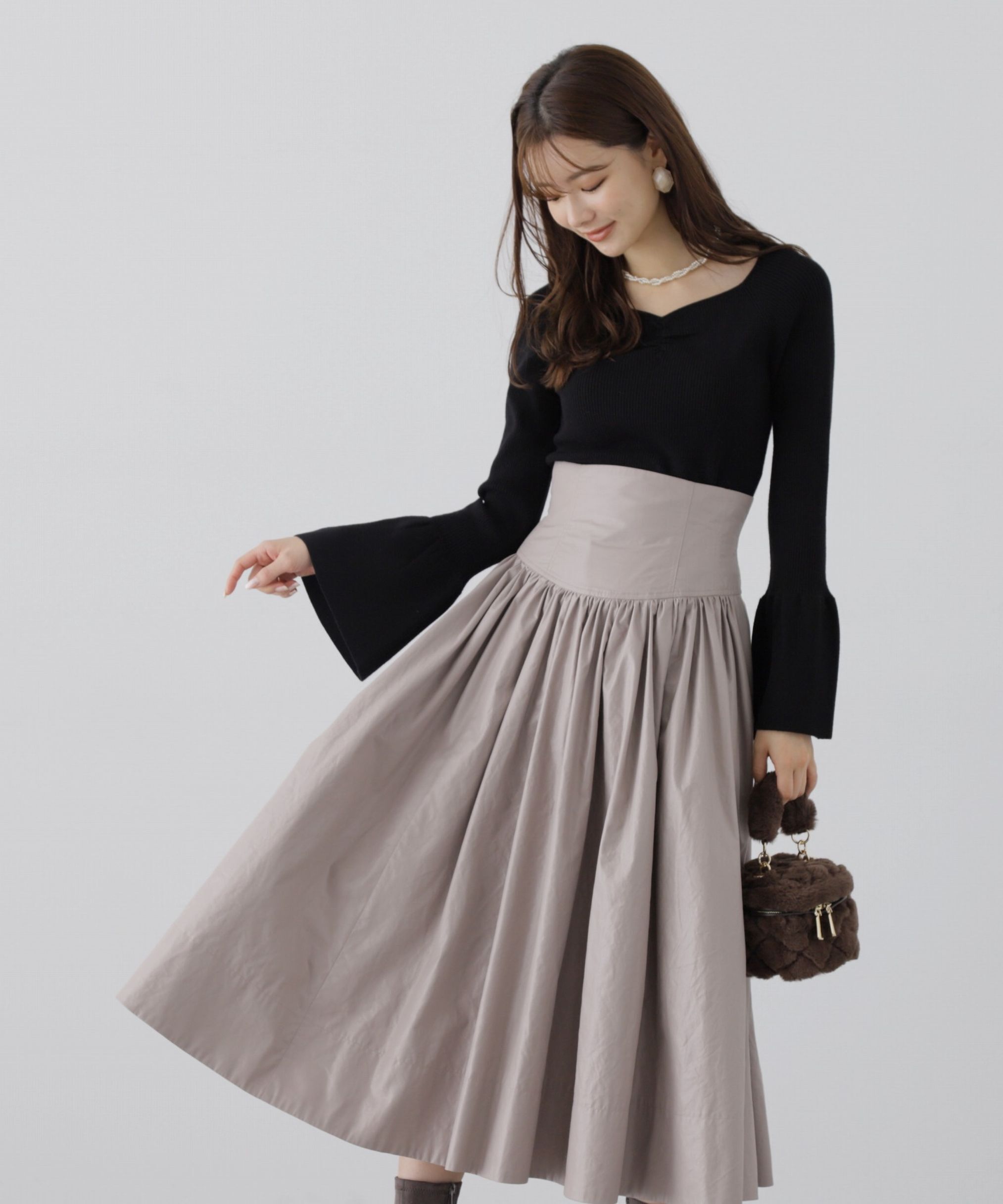 PROPORTION BODY DRESSING「コルセットデザインタフタスカート」|スカート|ベージュ