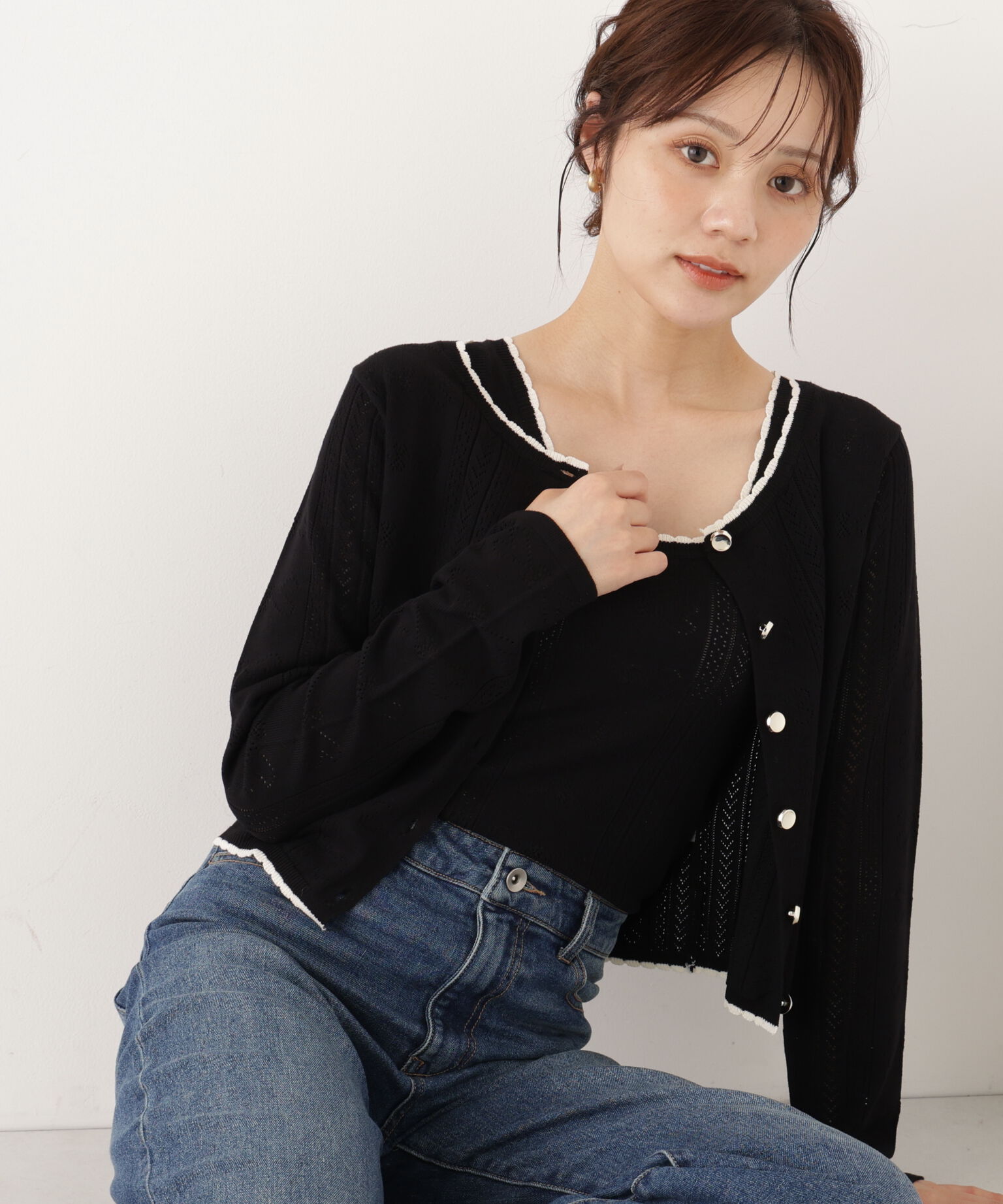 PROPORTION BODY DRESSING「＜a/mie＞パターンメッシュアンサンブルニット」|ニット・セーター|