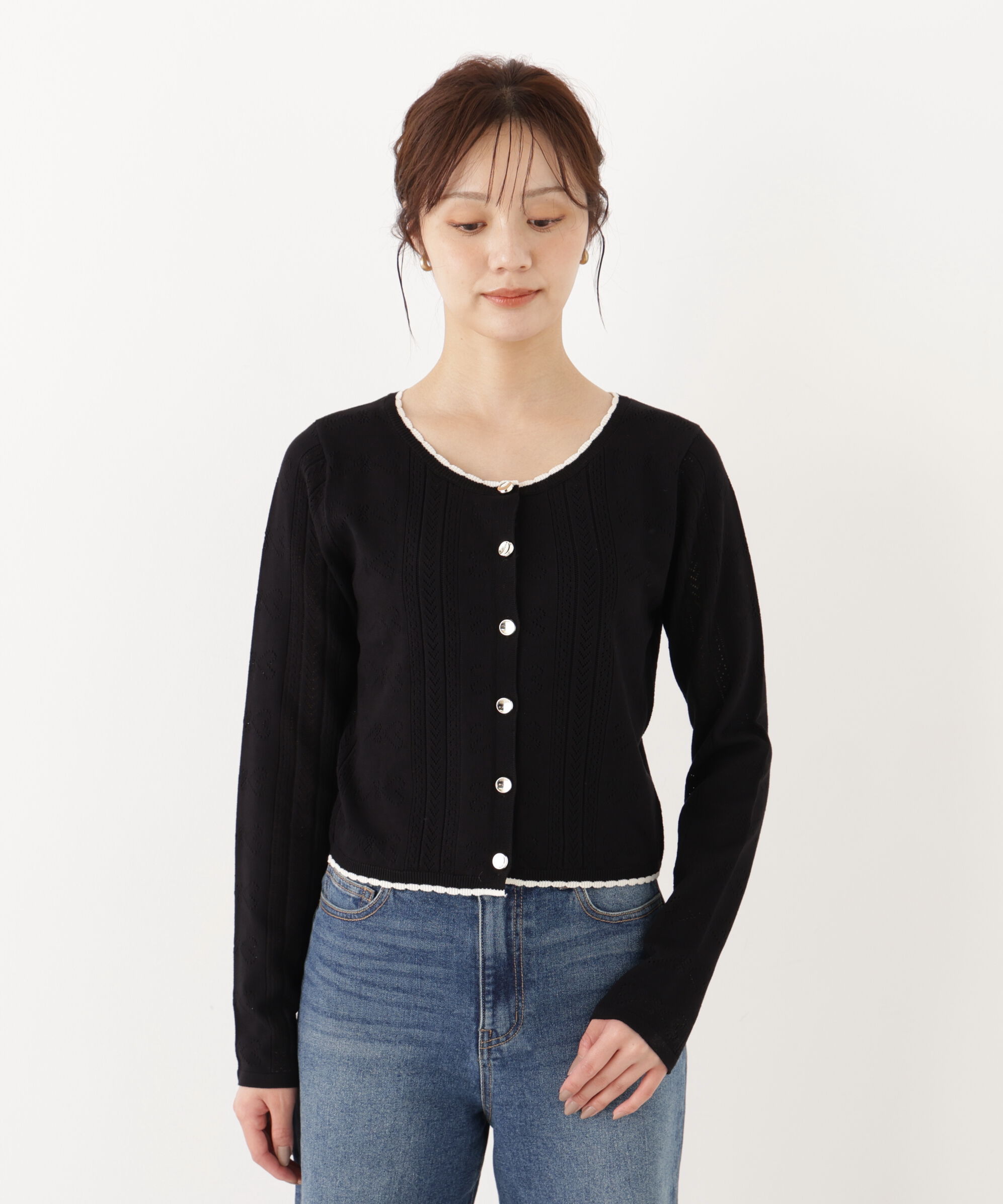 PROPORTION BODY DRESSING「＜a/mie＞パターンメッシュアンサンブルニット」|ニット・セーター|