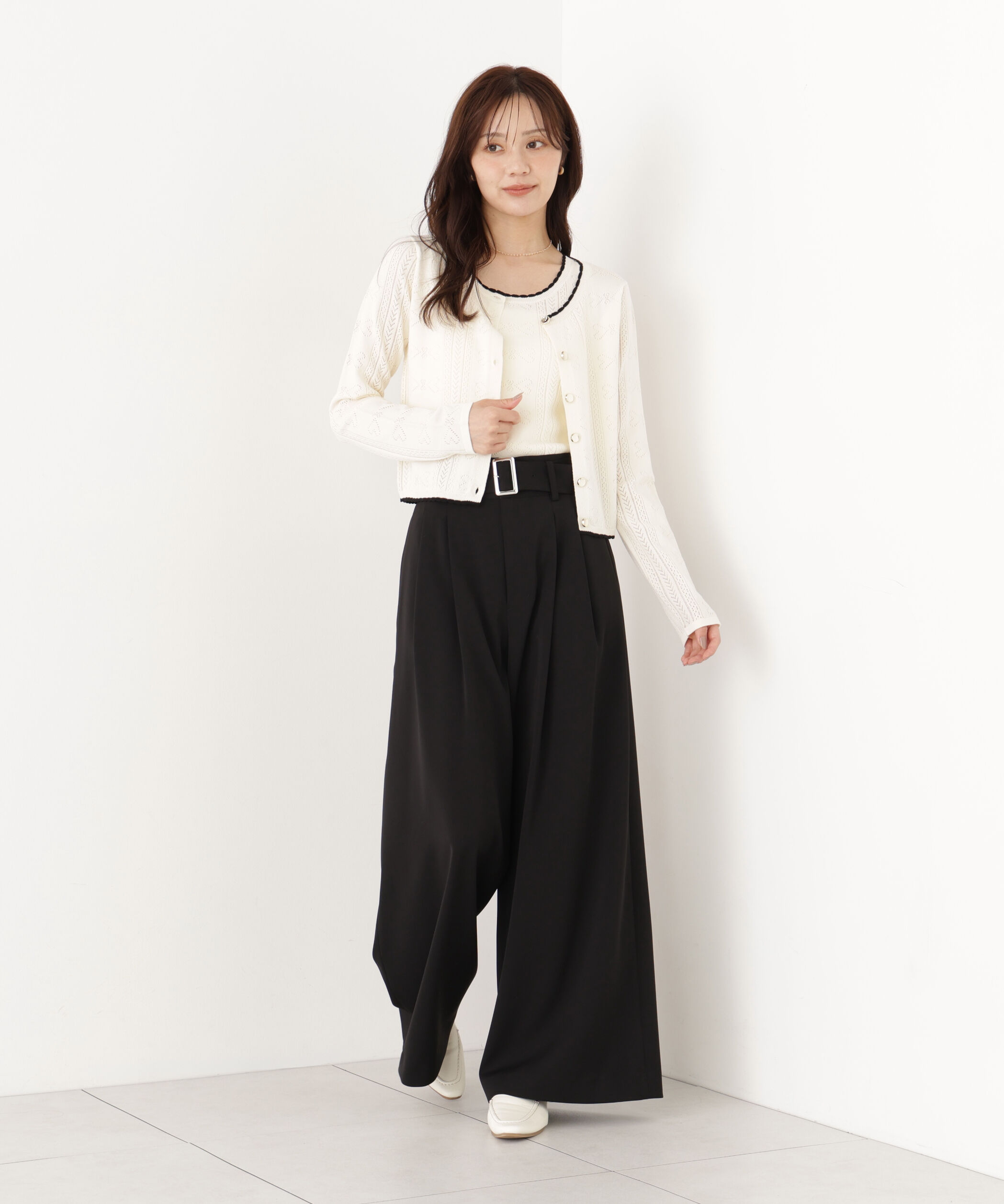 PROPORTION BODY DRESSING「＜a/mie＞パターンメッシュアンサンブルニット」|ニット・セーター|