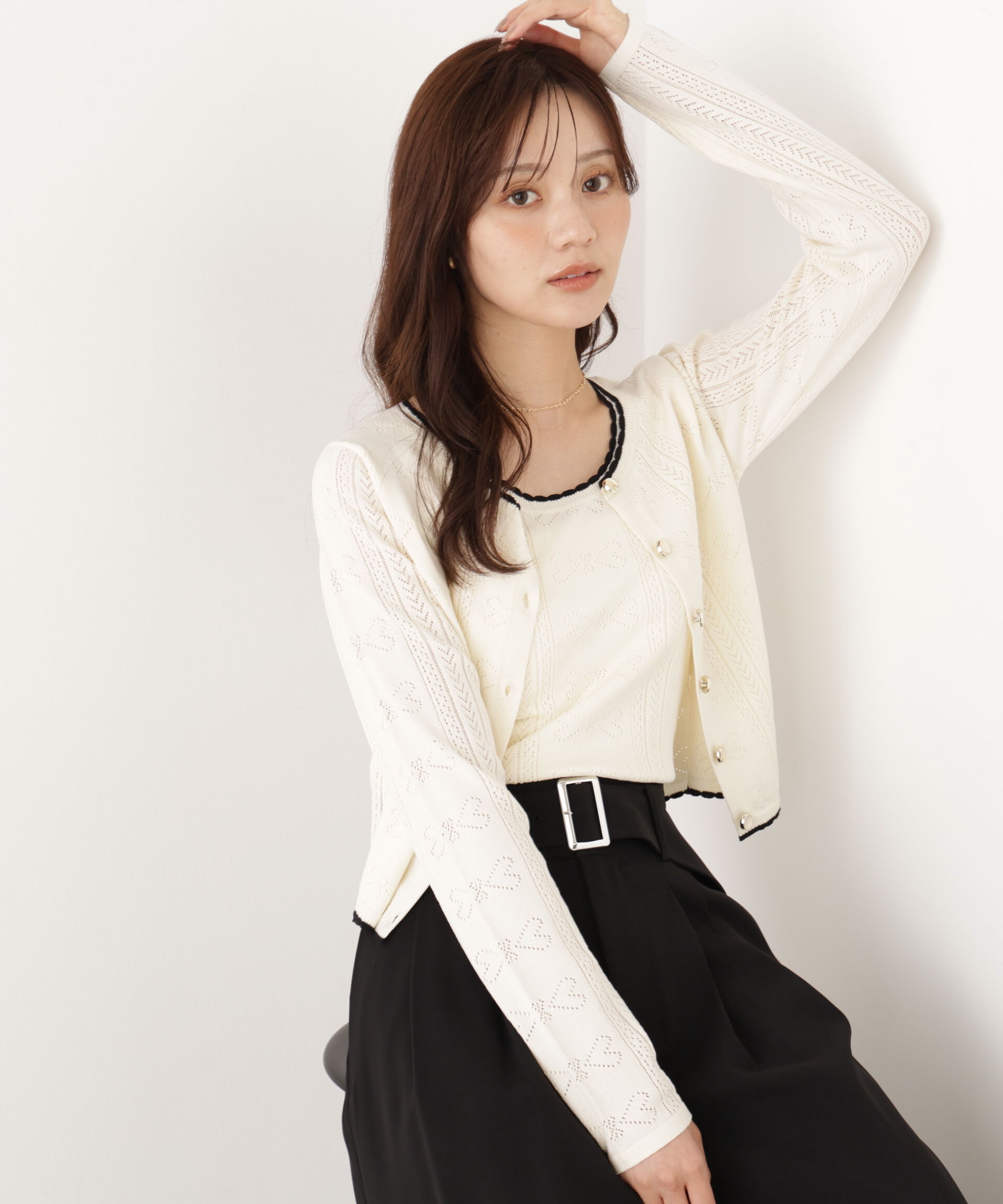 PROPORTION BODY DRESSING「＜a/mie＞パターンメッシュアンサンブルニット」|ニット・セーター|