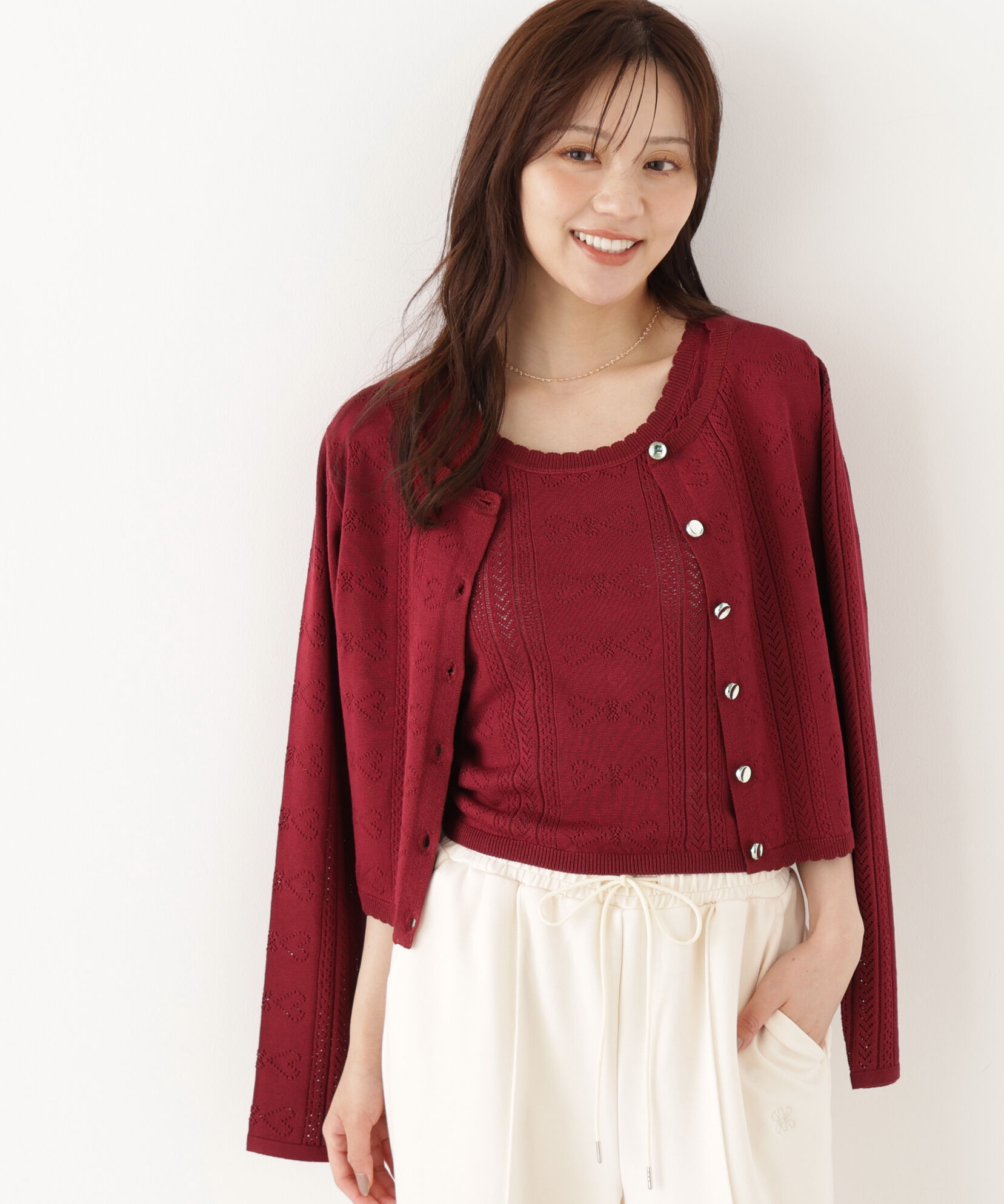 PROPORTION BODY DRESSING「＜a/mie＞パターンメッシュアンサンブルニット」|ニット・セーター|