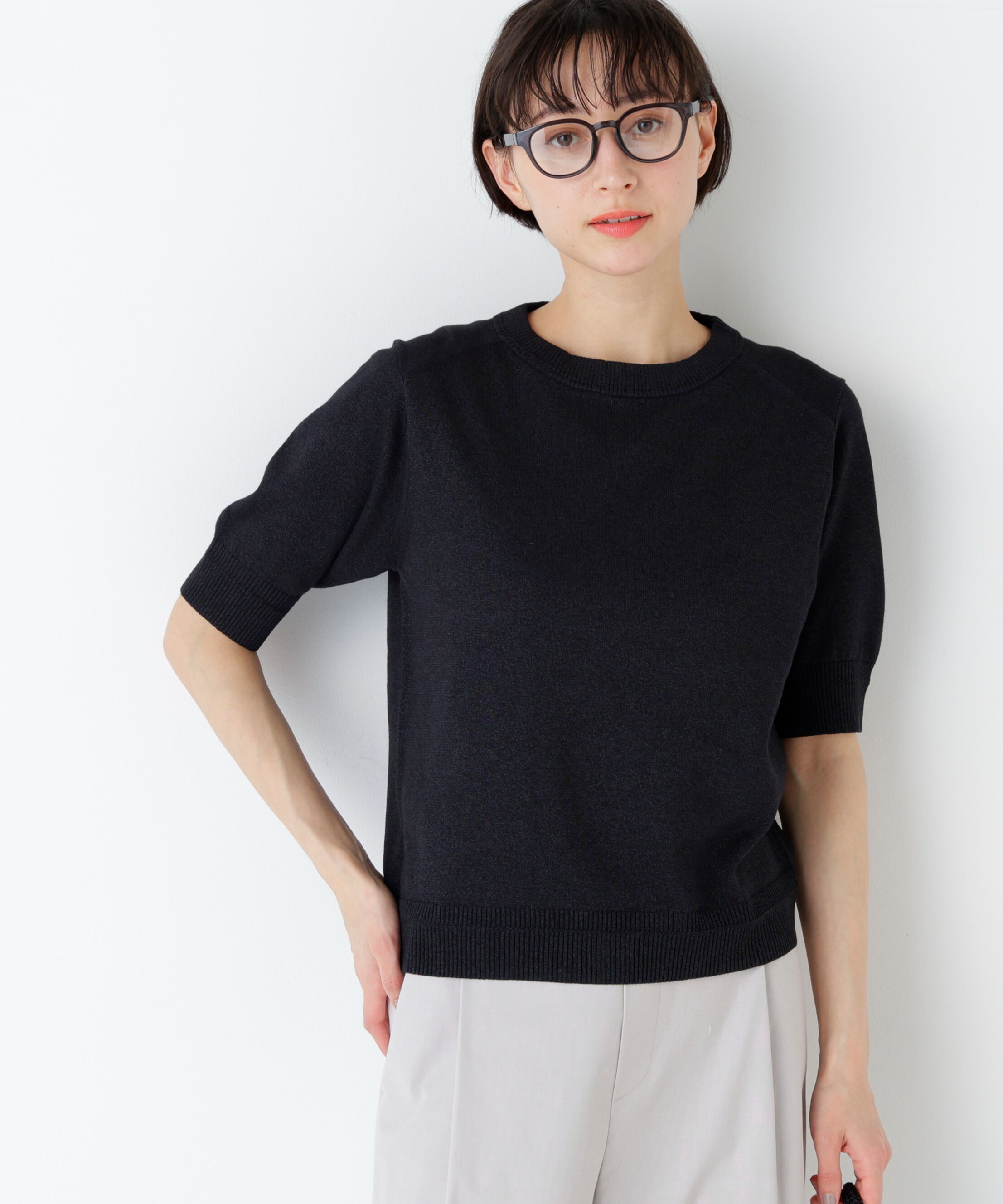  「《洗える / Good Price》ペーパーヤーンニットＴ」|ニット・セーター|スミクロ1