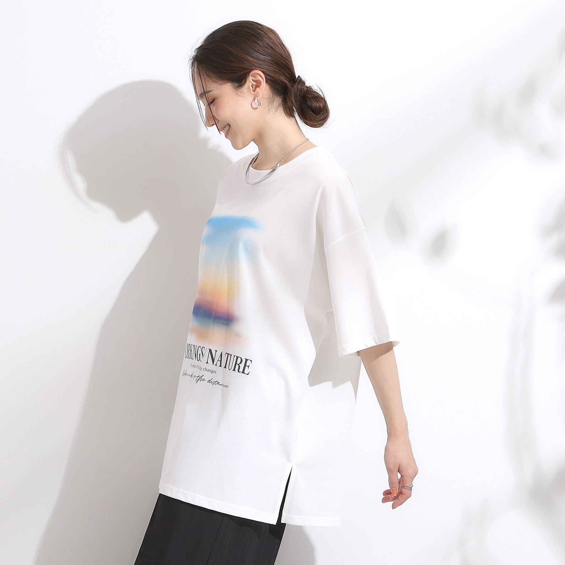 SHOO･LA･RUE「【ひんやり/汗ジミ軽減/UVカット】プリントアソート BIG Tシャツ」|Tシャツ・カットソー|