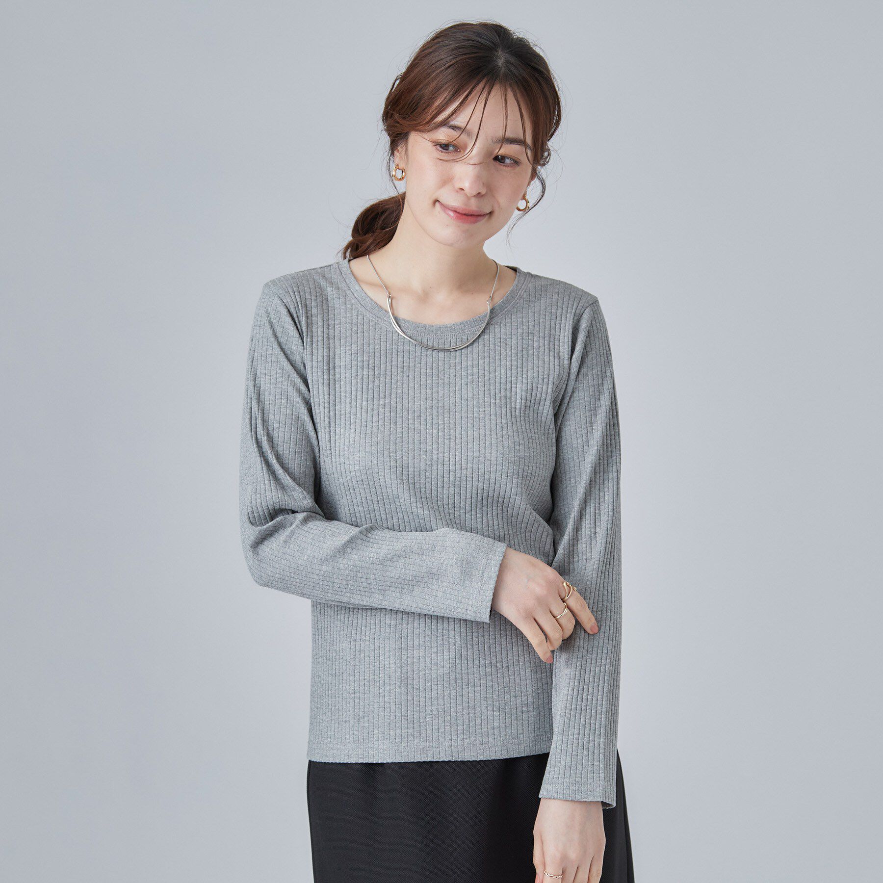 SHOO･LA･RUE「【S-LL】シンプルだから使いやすい すっきり見えの長袖トップス」|Tシャツ・カットソー|