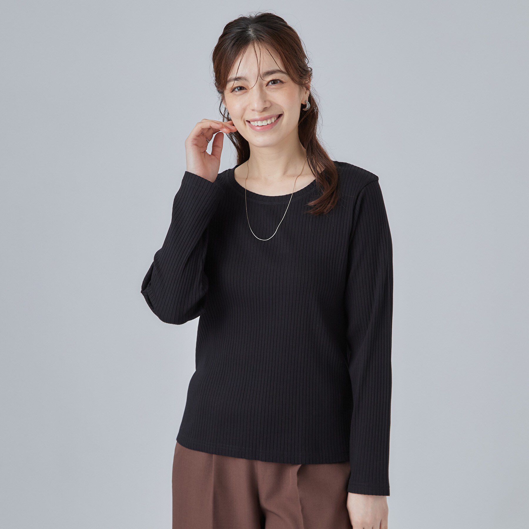 SHOO･LA･RUE「【S-LL】シンプルだから使いやすい すっきり見えの長袖トップス」|Tシャツ・カットソー|