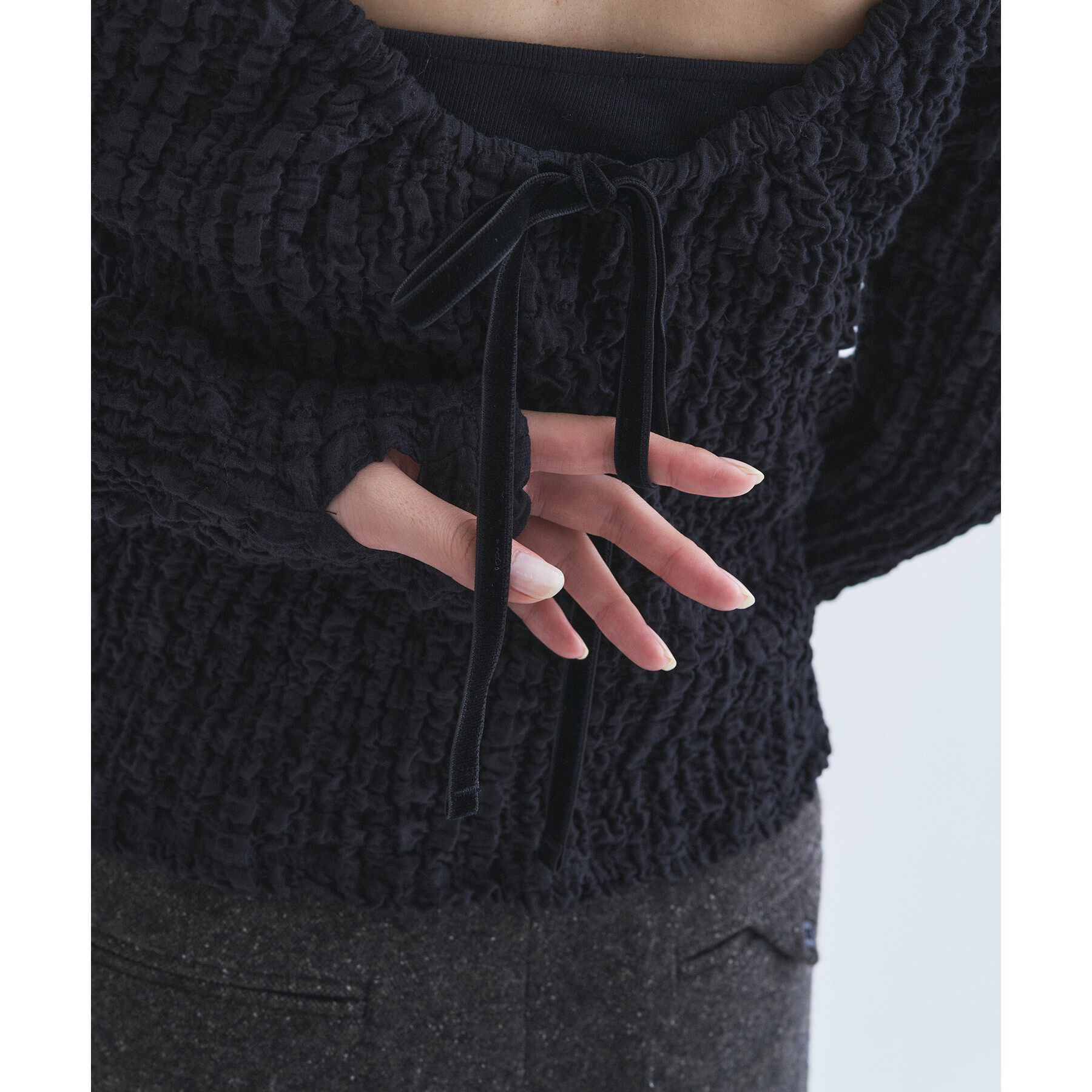 CODE A「crinkle ribbon 2way top」|Tシャツ・カットソー|