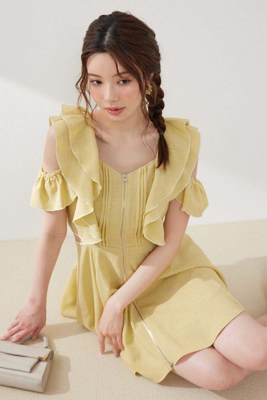 rienda「フロントジップフリルミニワンピース」|ワンピース|
