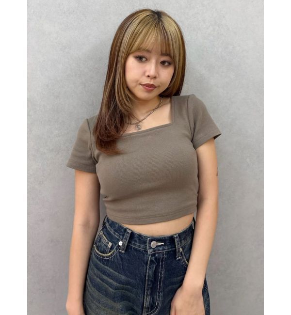 EVRIS「ハーフスリーブバックリボンスクエアネックトップス」|Tシャツ・カットソー|