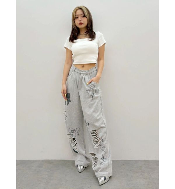 EVRIS「ハーフスリーブバックリボンスクエアネックトップス」|Tシャツ・カットソー|