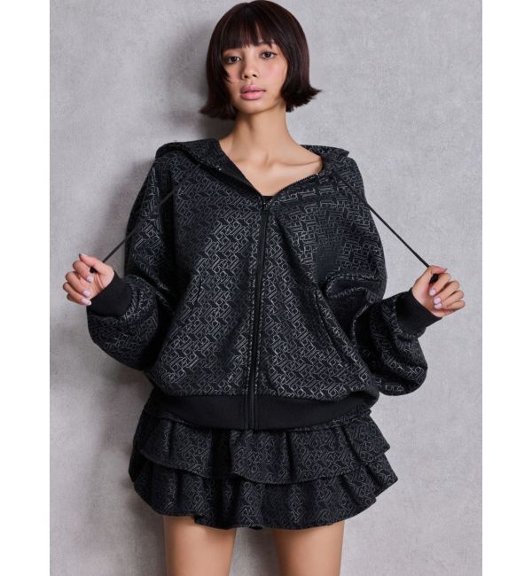 GYDA「GG chain glitter print tieredスカートライクショートパンツ」|スカート|