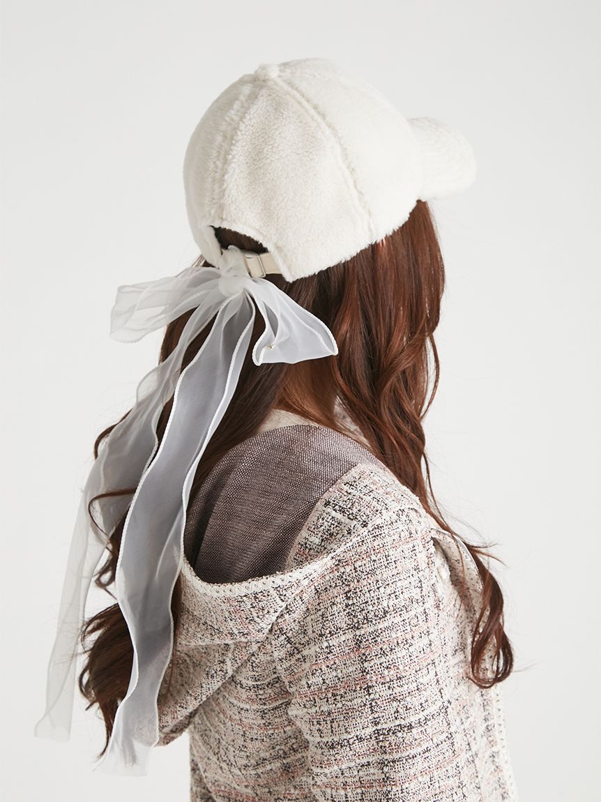 CELFORD「【CELFORD|NEWERA】コラボシアーリボン付きボアキャップ」|キャップ・キャスケット|