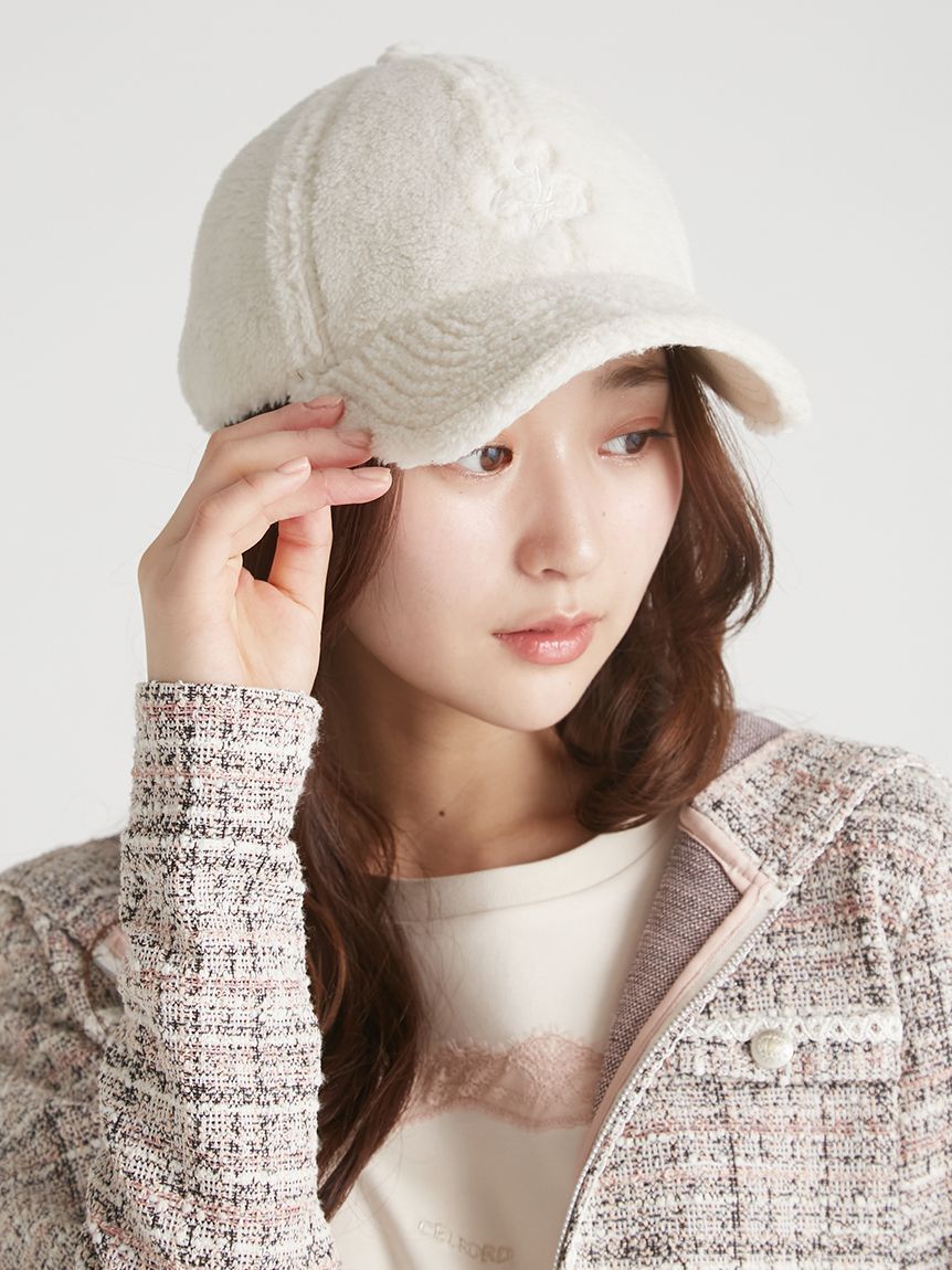 CELFORD「【CELFORD|NEWERA】コラボシアーリボン付きボアキャップ」|キャップ・キャスケット|