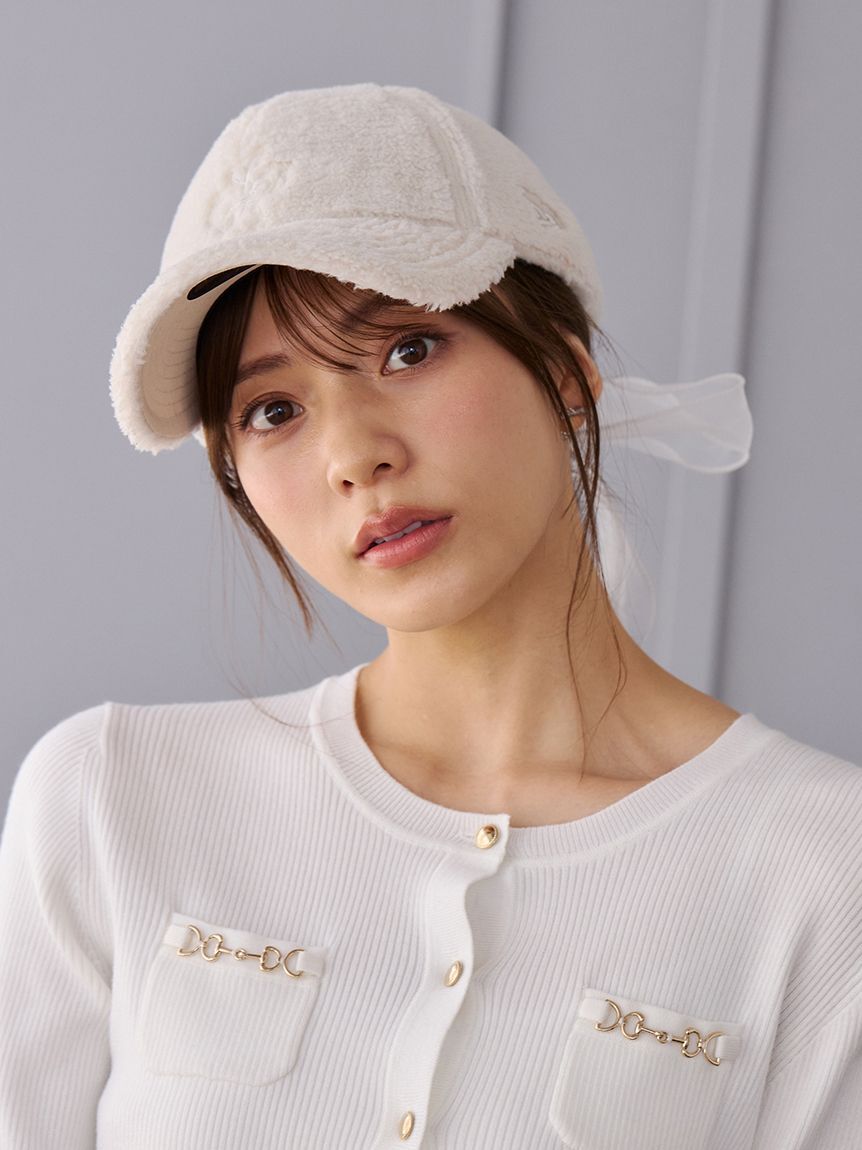 CELFORD「【CELFORD|NEWERA】コラボシアーリボン付きボアキャップ」|キャップ・キャスケット|